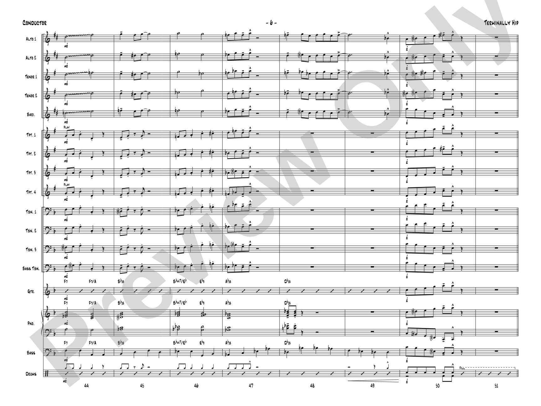 Terminally Hip: Jazz Ensemble Conductor Score & Parts