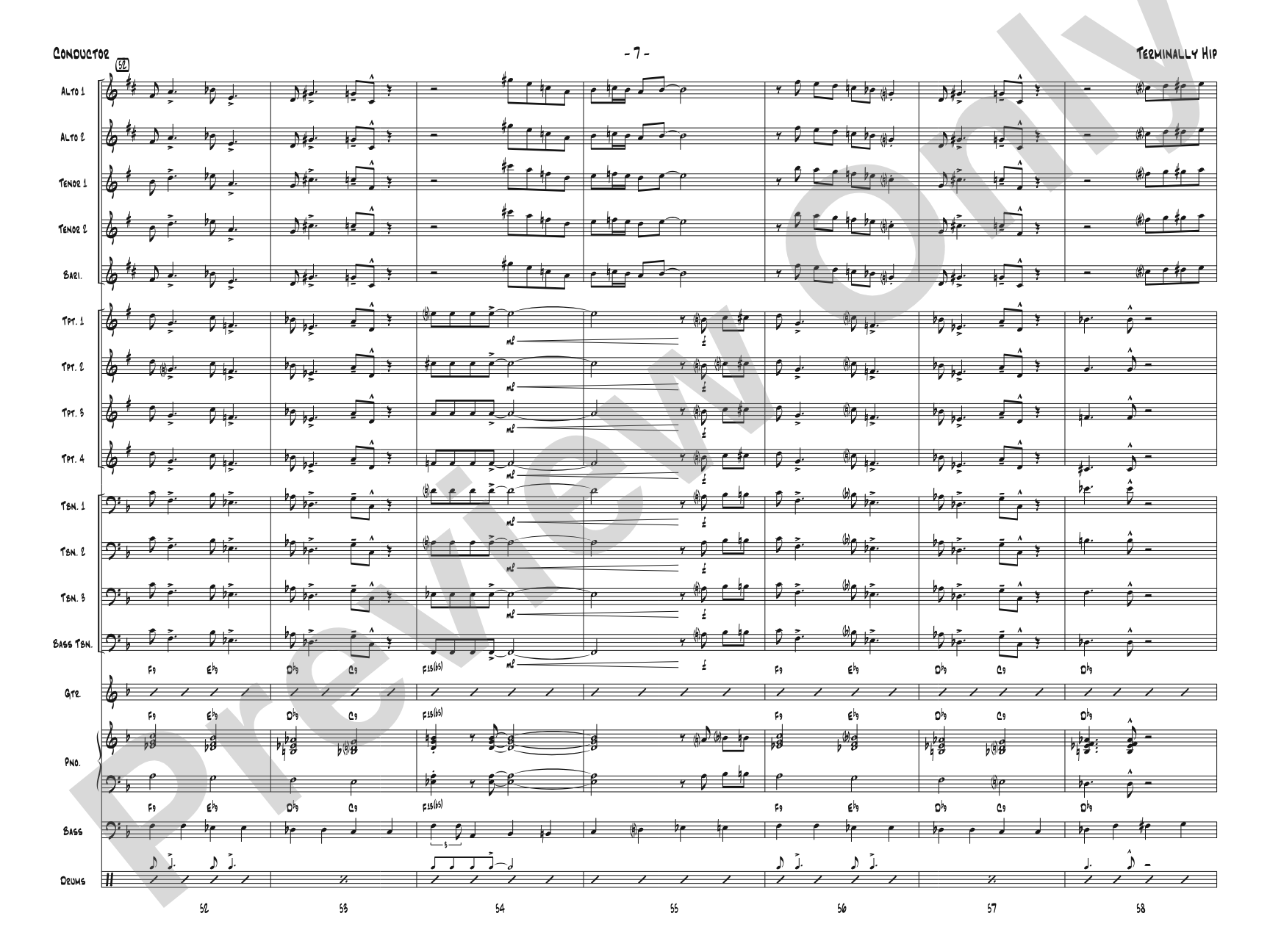 Terminally Hip: Jazz Ensemble Conductor Score & Parts