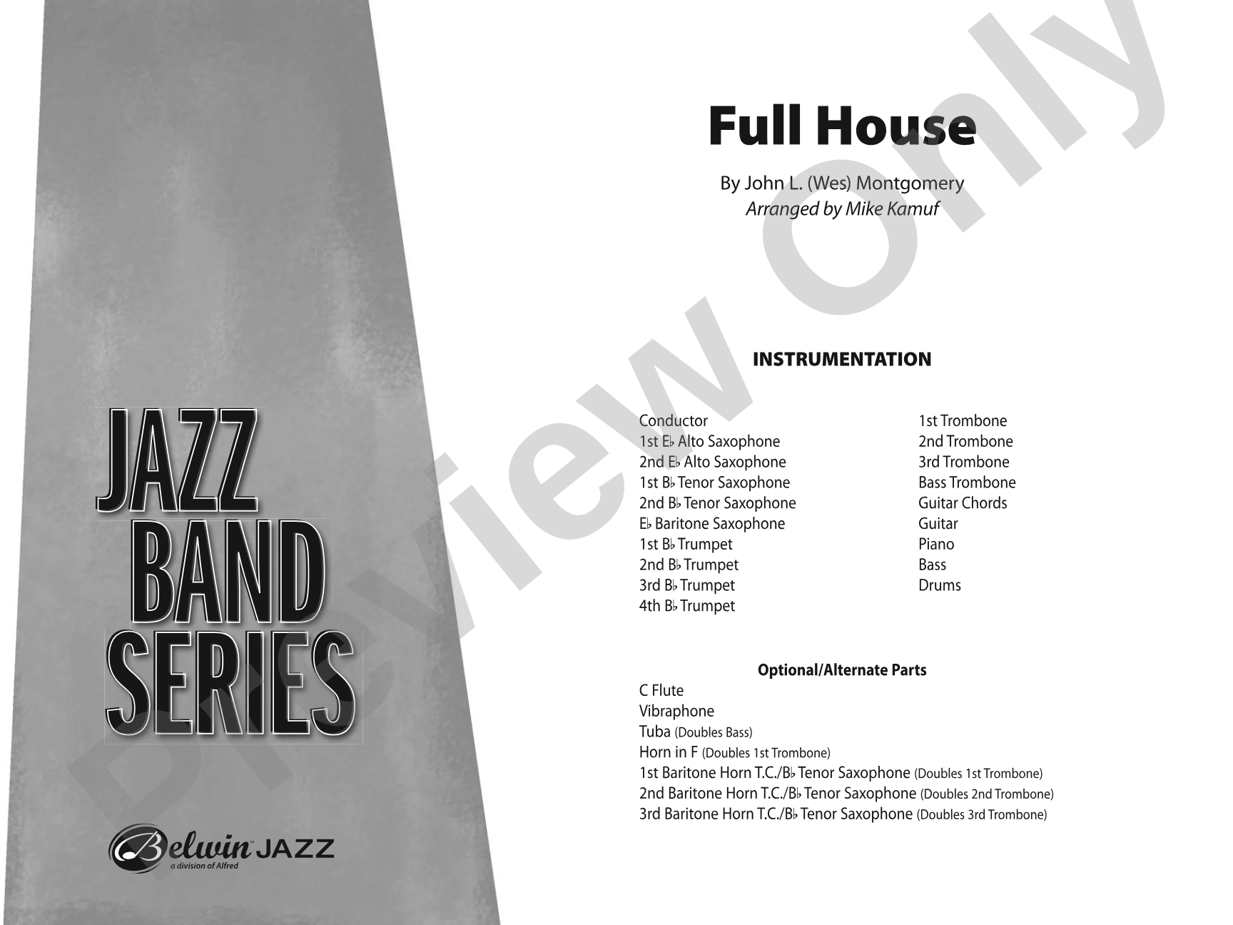 Full House: Jazz Ensemble Conductor Score & Parts