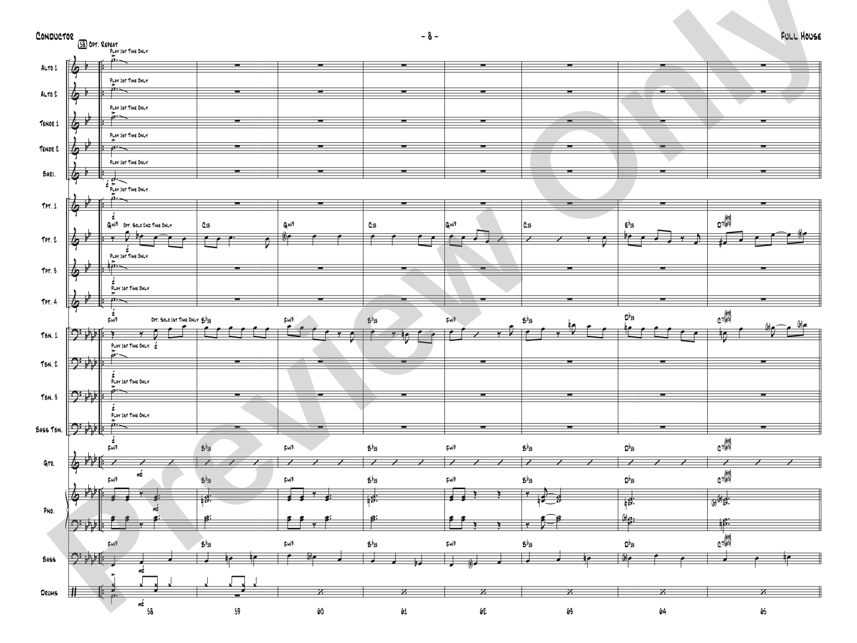 Full House: Jazz Ensemble Conductor Score & Parts