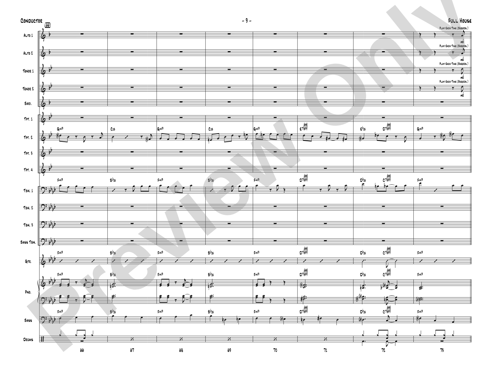 Full House: Jazz Ensemble Conductor Score & Parts