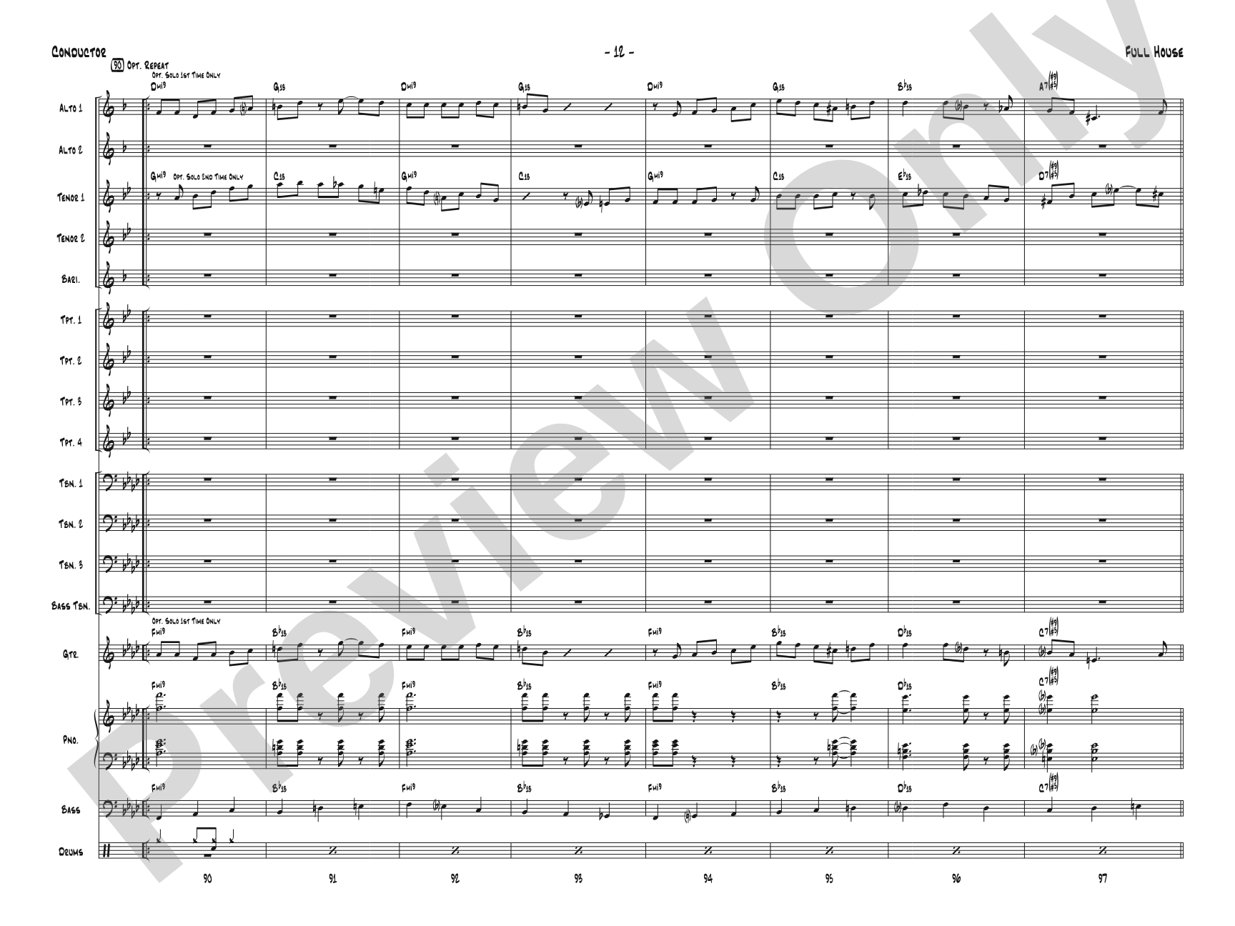 Full House: Jazz Ensemble Conductor Score & Parts