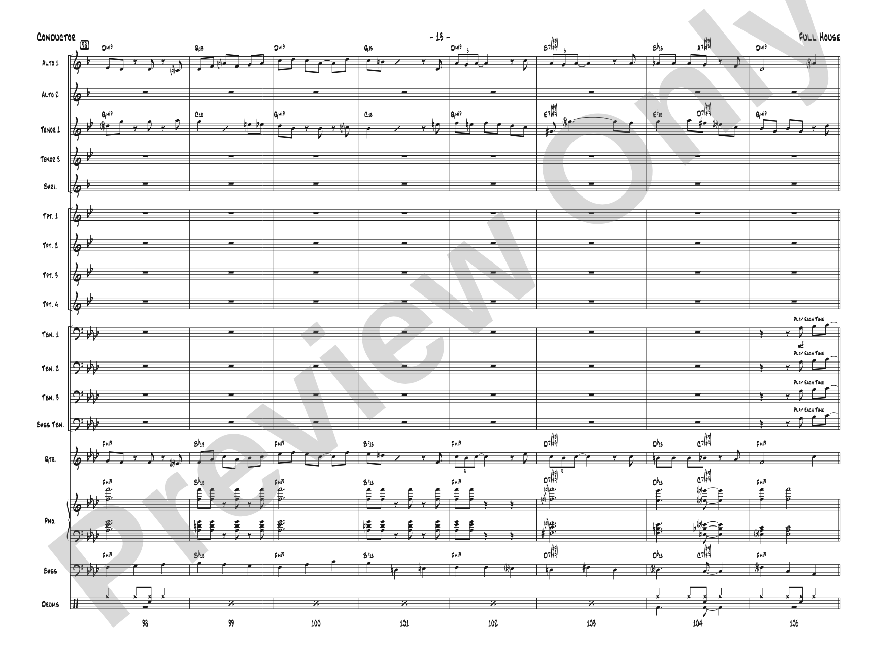 Full House: Jazz Ensemble Conductor Score & Parts