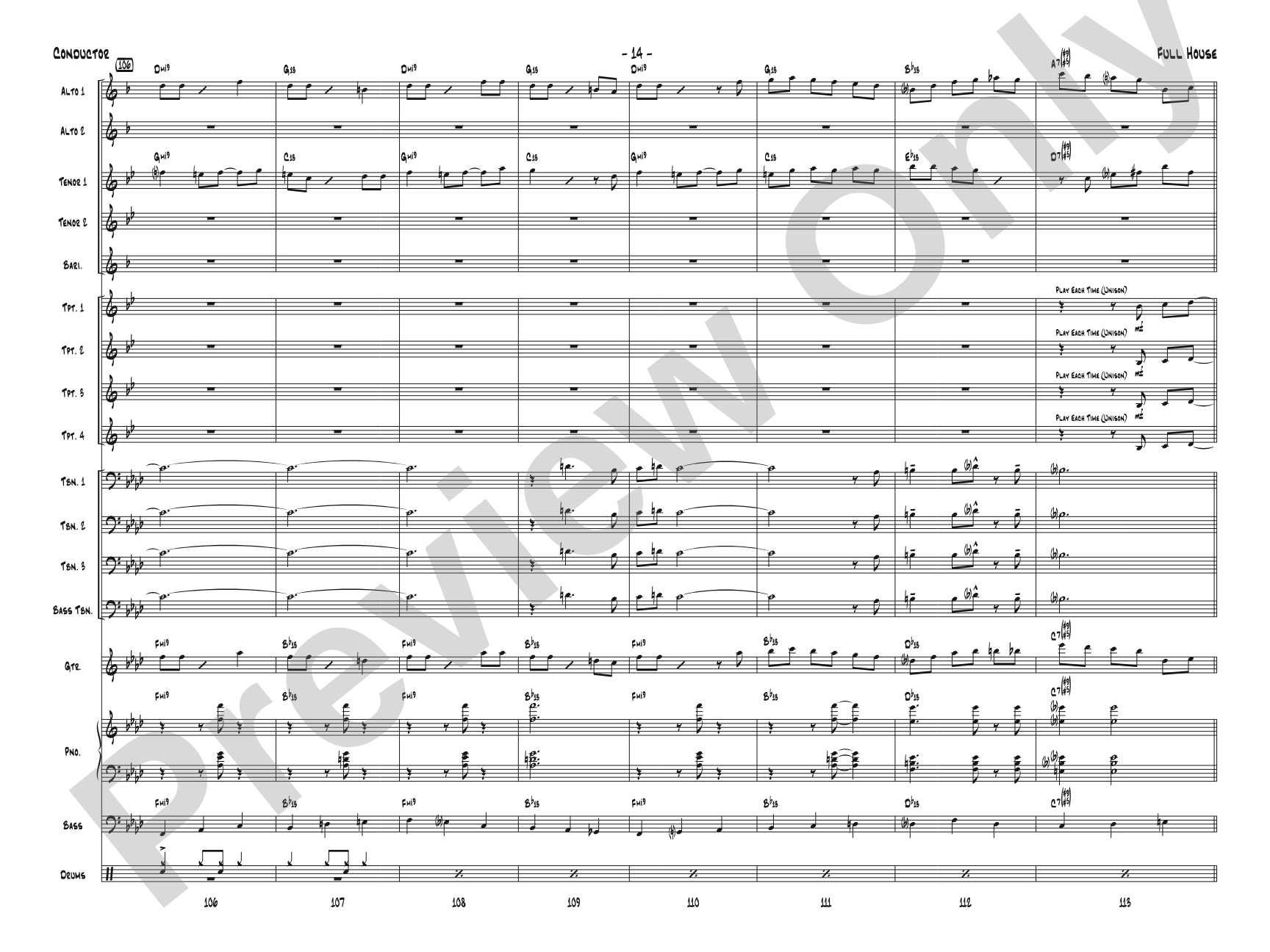 Full House: Jazz Ensemble Conductor Score & Parts