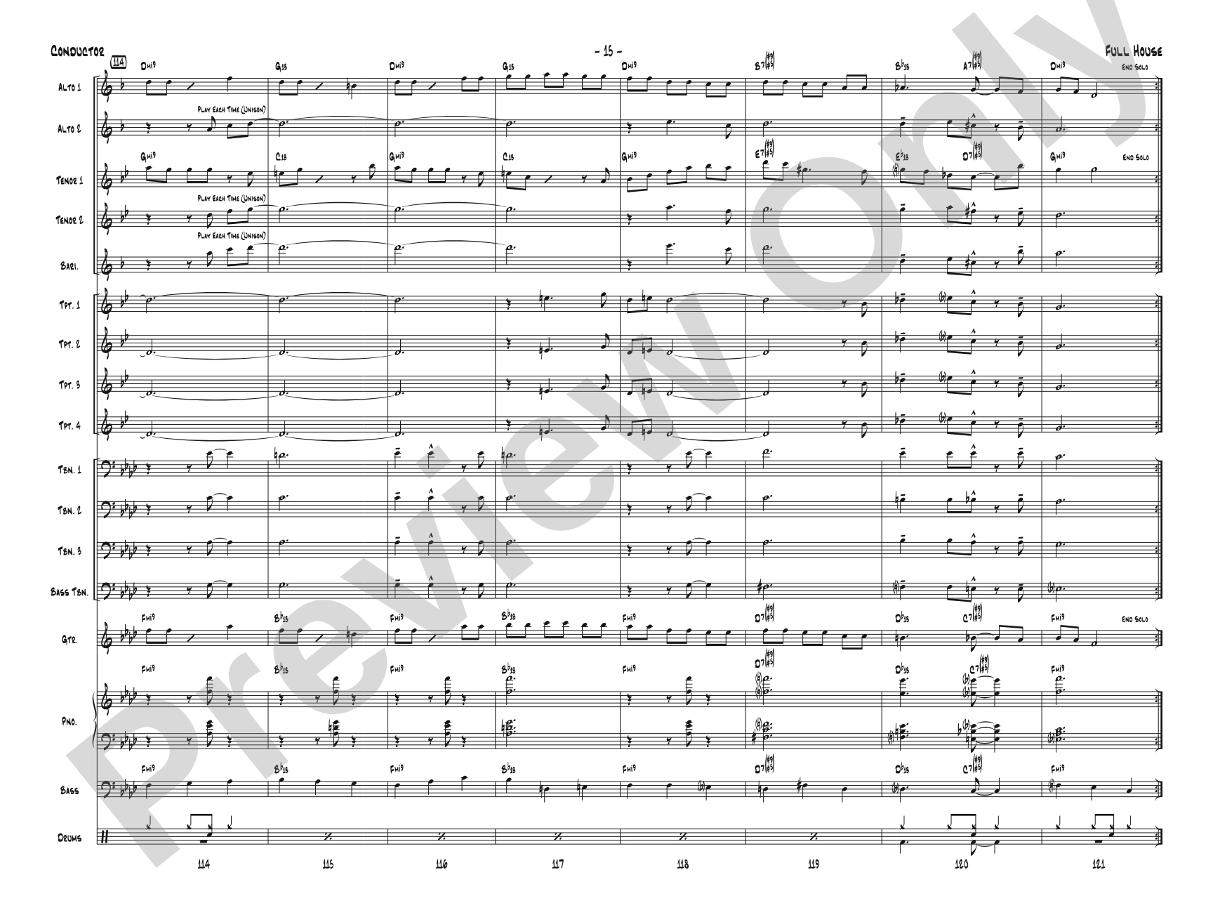 Full House: Jazz Ensemble Conductor Score & Parts
