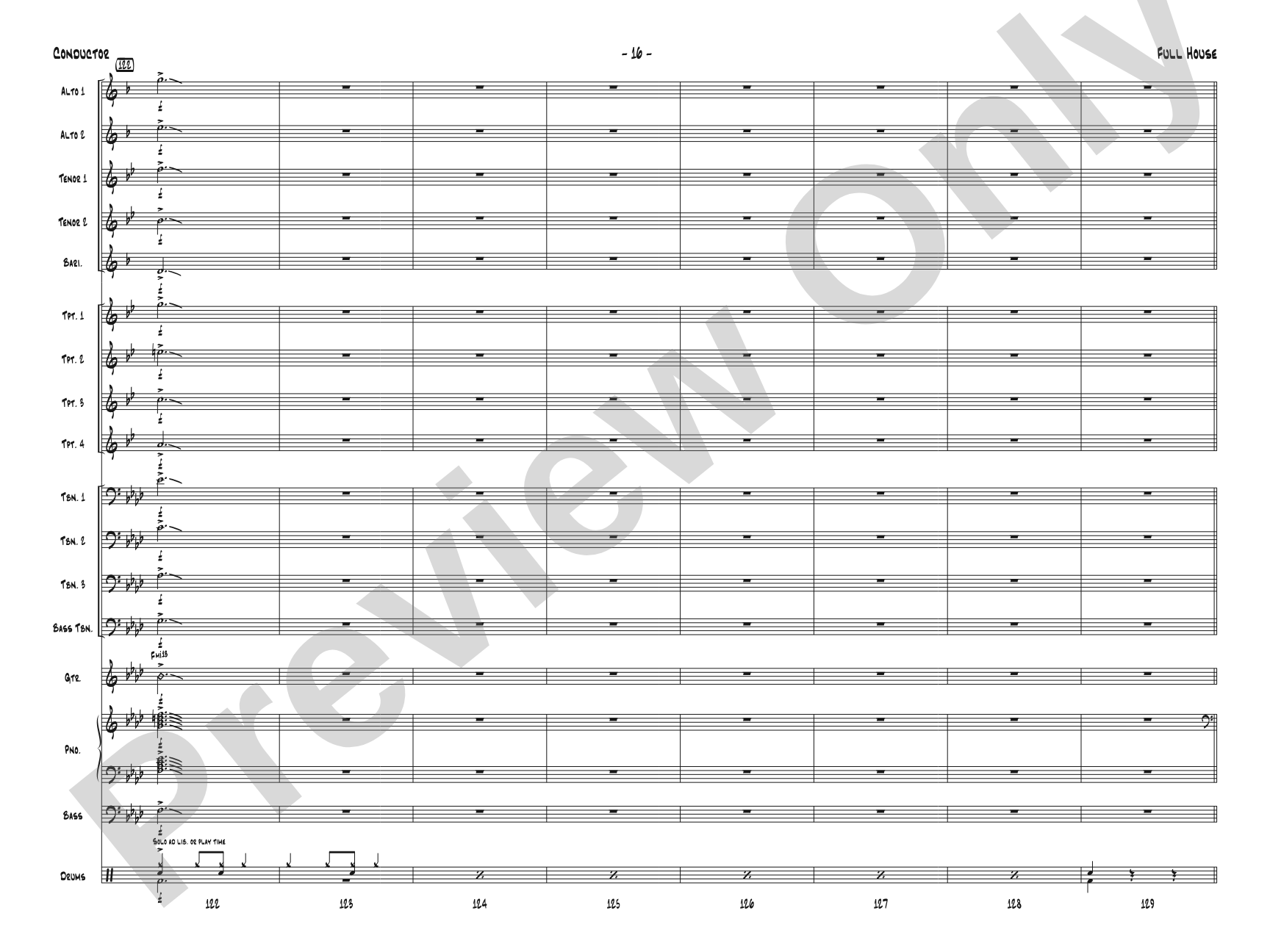 Full House: Jazz Ensemble Conductor Score & Parts