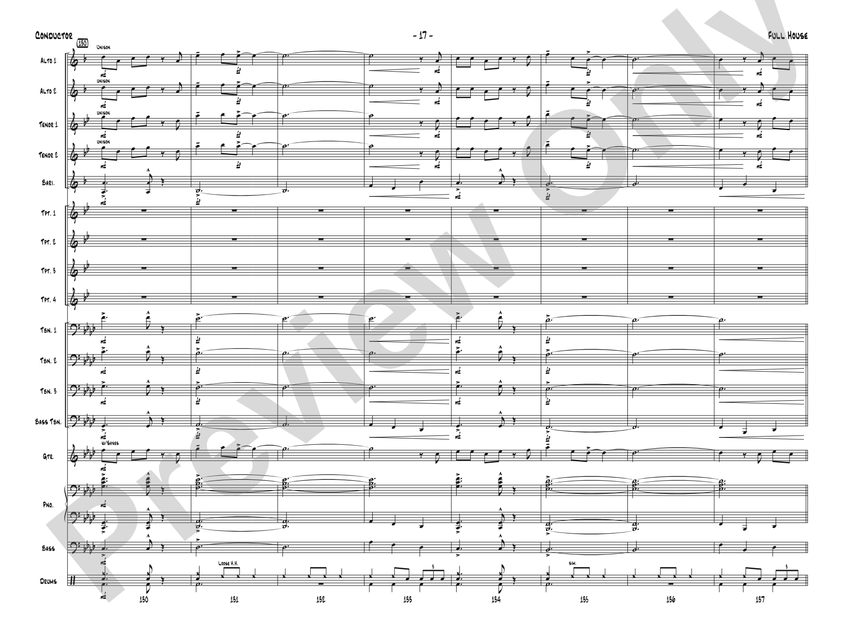 Full House: Jazz Ensemble Conductor Score & Parts