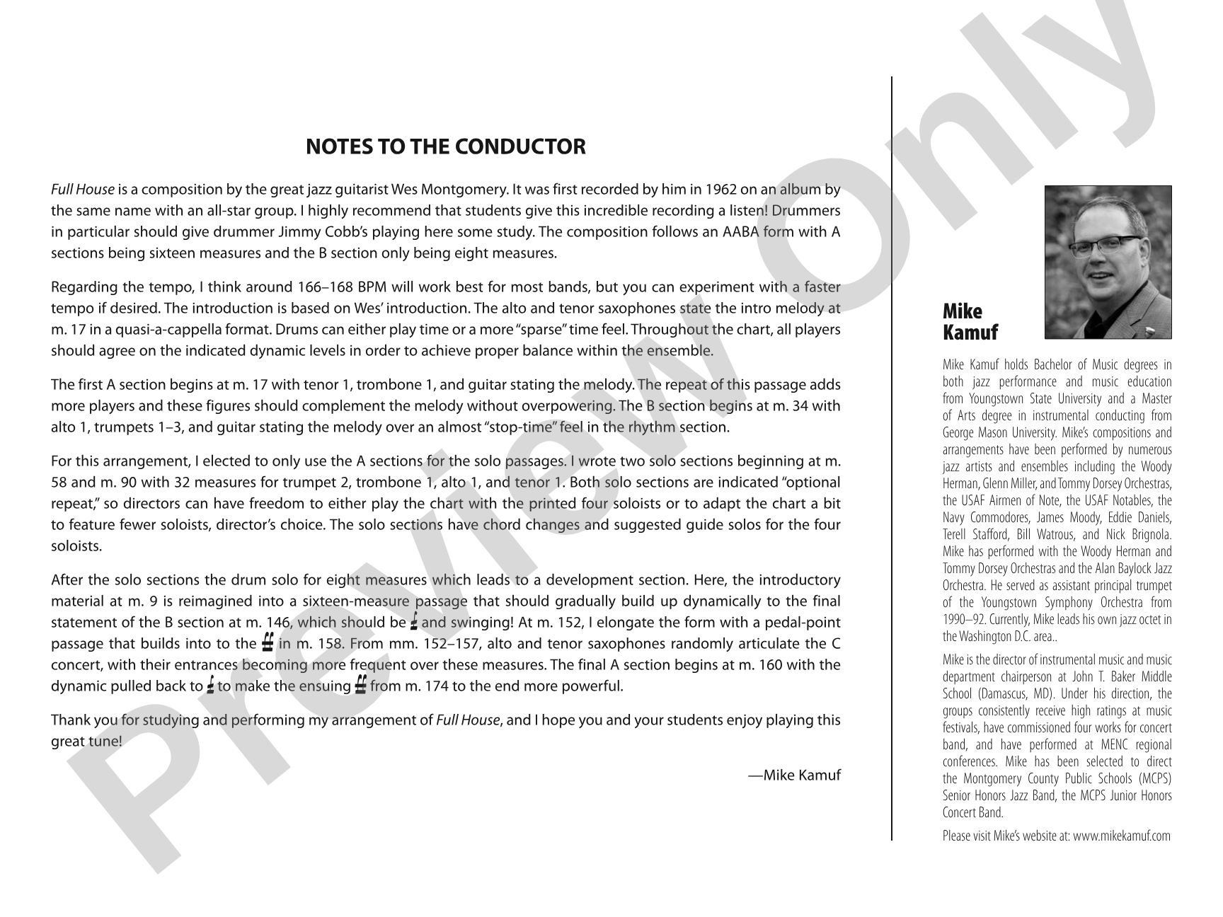 Full House: Jazz Ensemble Conductor Score & Parts