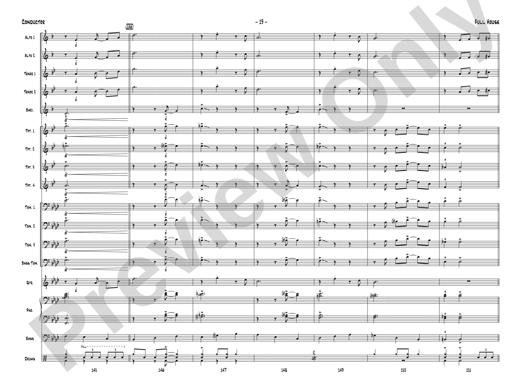 Full House: Jazz Ensemble Conductor Score & Parts