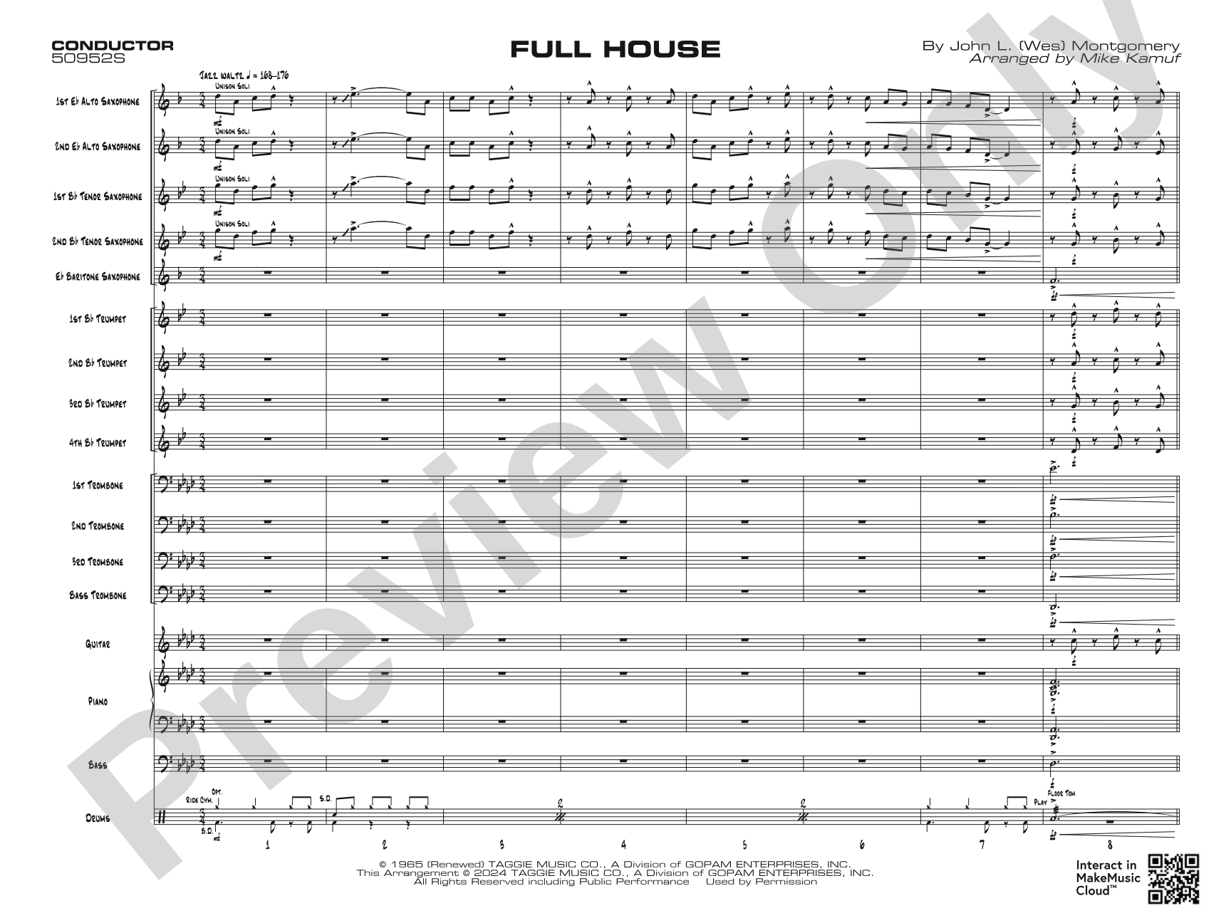 Full House: Jazz Ensemble Conductor Score & Parts