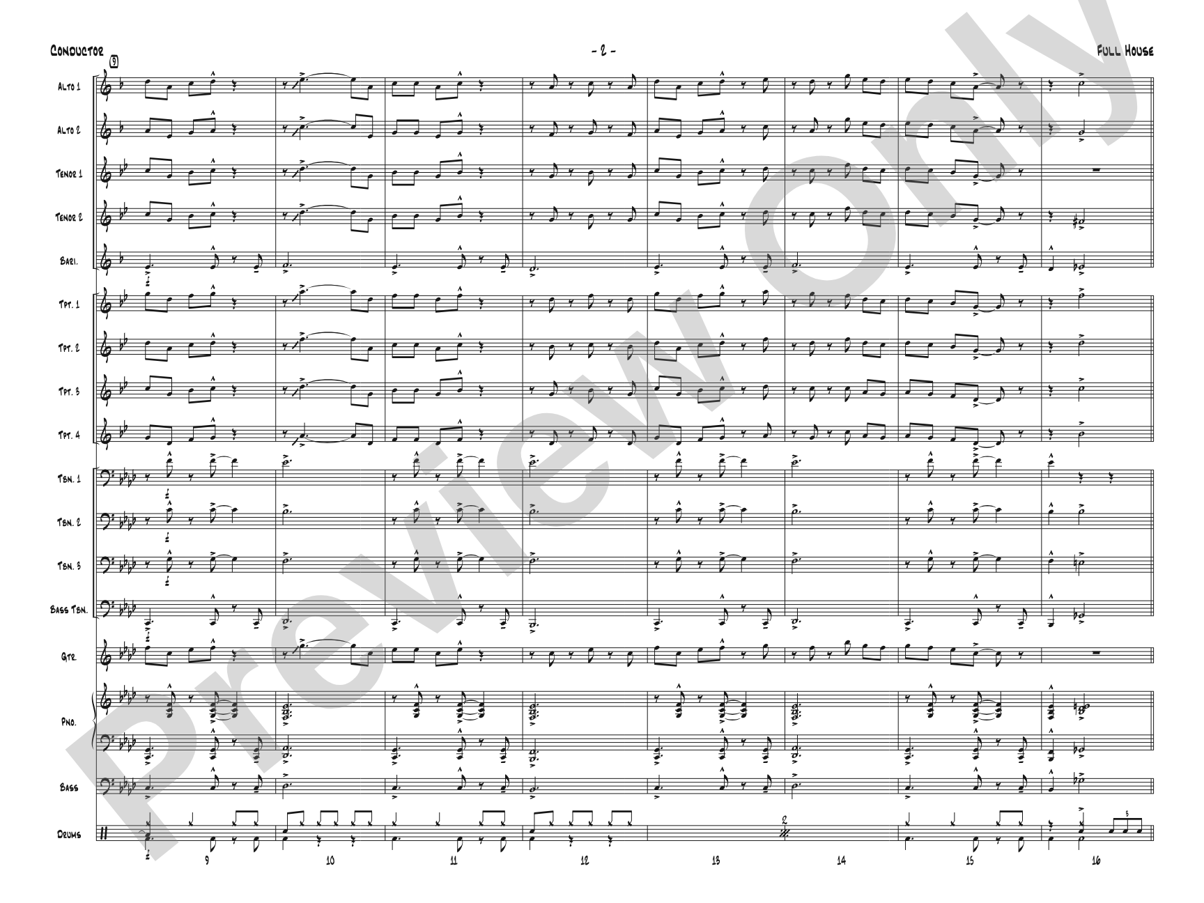 Full House: Jazz Ensemble Conductor Score & Parts