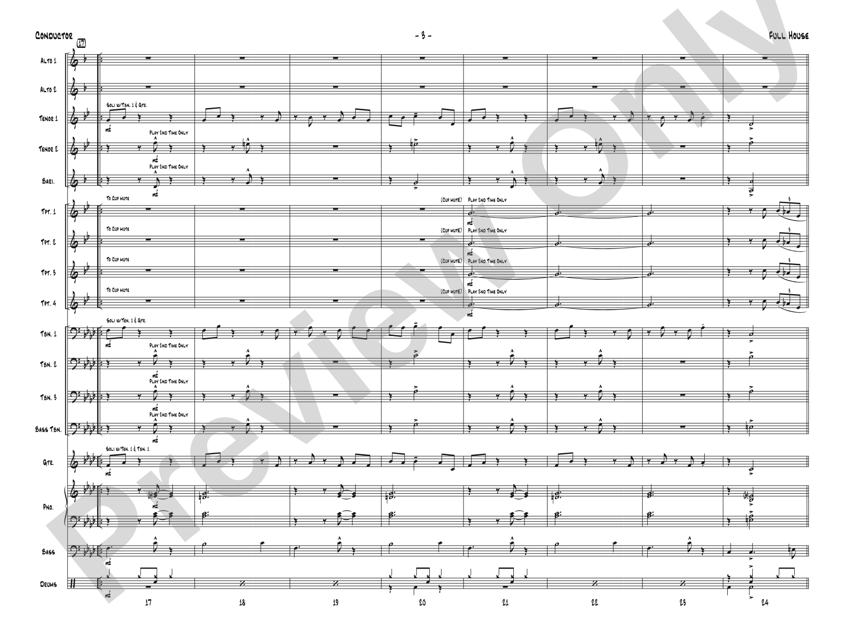 Full House: Jazz Ensemble Conductor Score & Parts