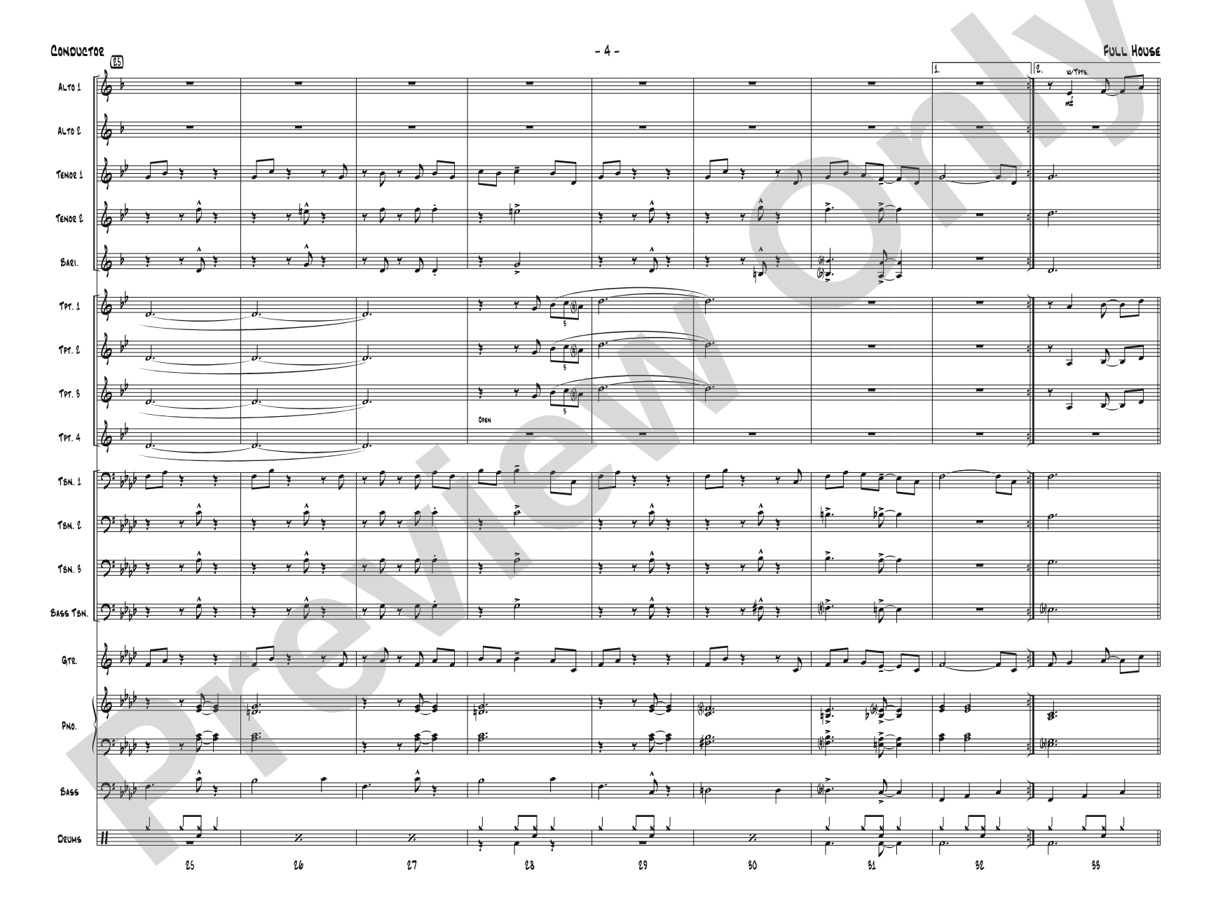 Full House: Jazz Ensemble Conductor Score & Parts
