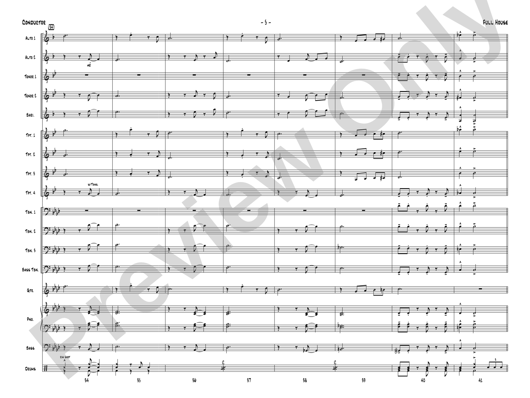 Full House: Jazz Ensemble Conductor Score & Parts