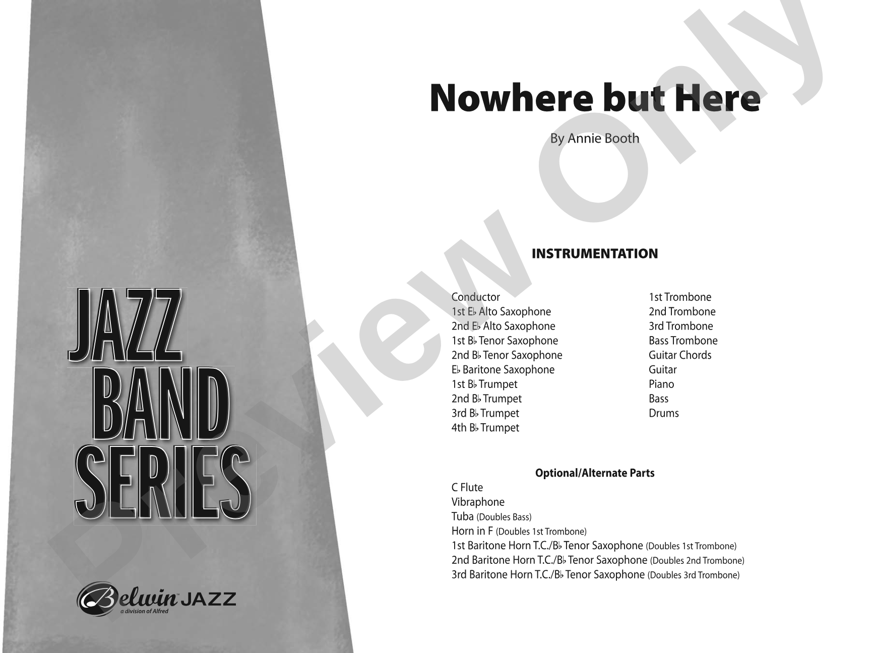 Nowhere but Here: Jazz Ensemble Conductor Score & Parts
