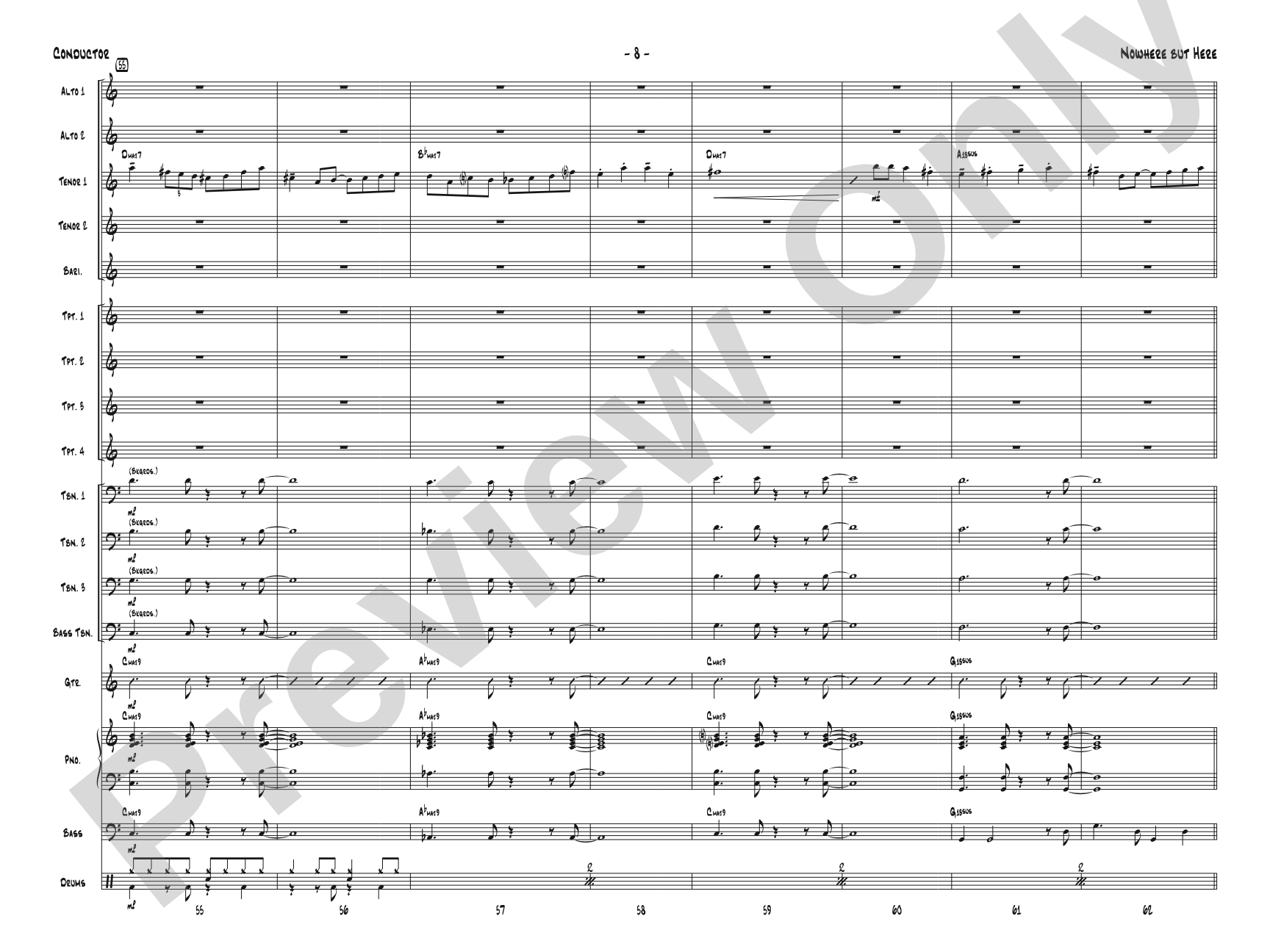 Nowhere but Here: Jazz Ensemble Conductor Score & Parts