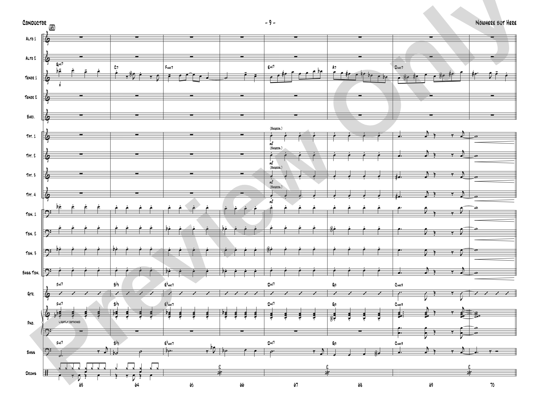 Nowhere but Here: Jazz Ensemble Conductor Score & Parts