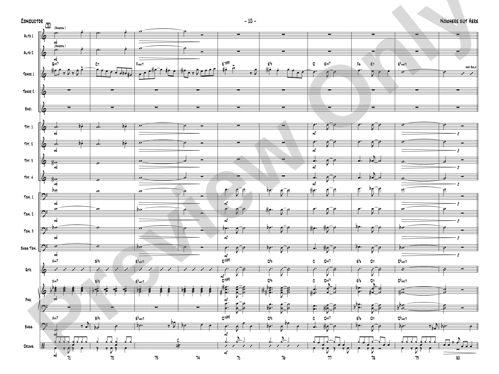 Nowhere but Here: Jazz Ensemble Conductor Score & Parts