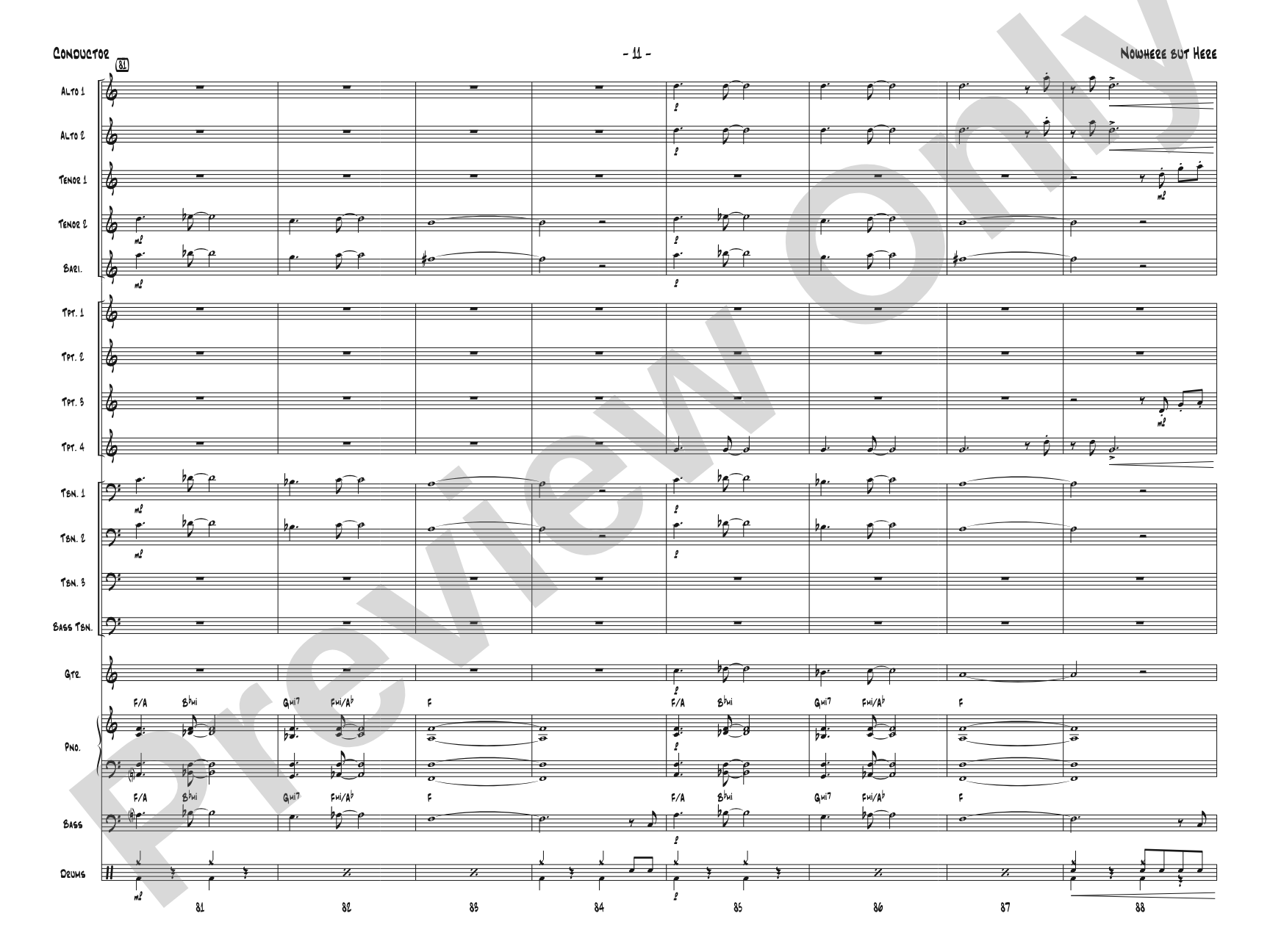 Nowhere but Here: Jazz Ensemble Conductor Score & Parts