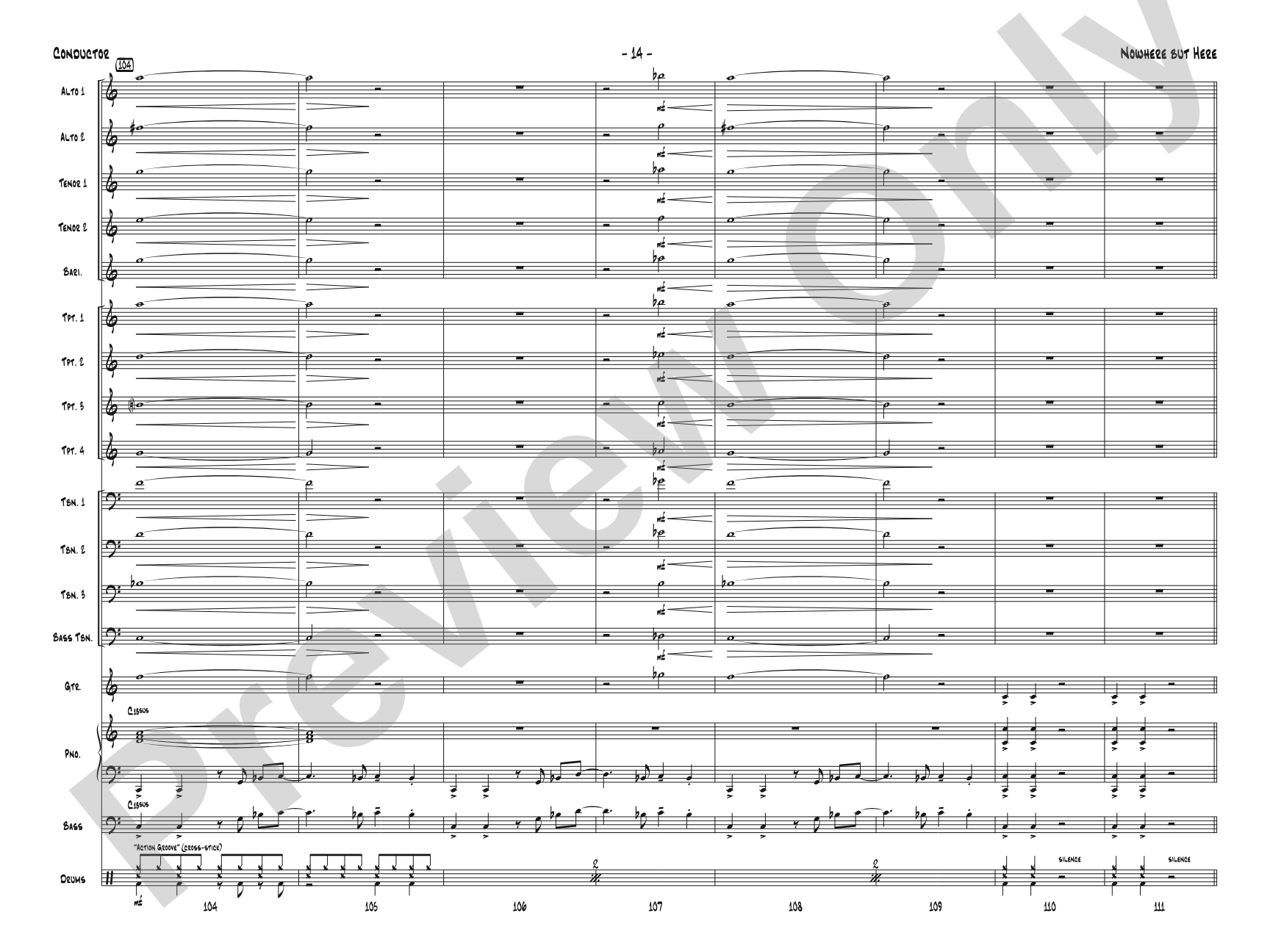 Nowhere but Here: Jazz Ensemble Conductor Score & Parts