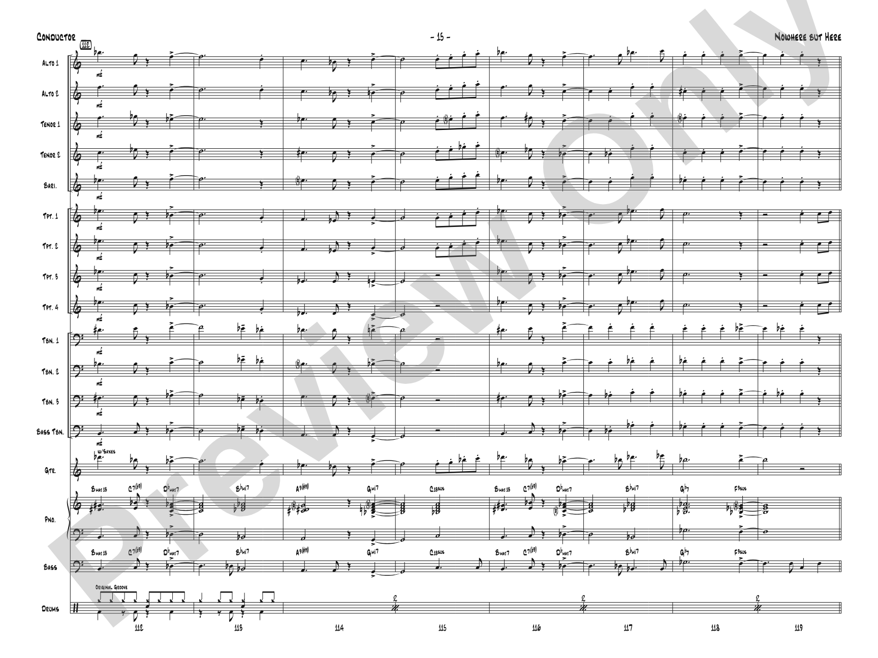 Nowhere but Here: Jazz Ensemble Conductor Score & Parts