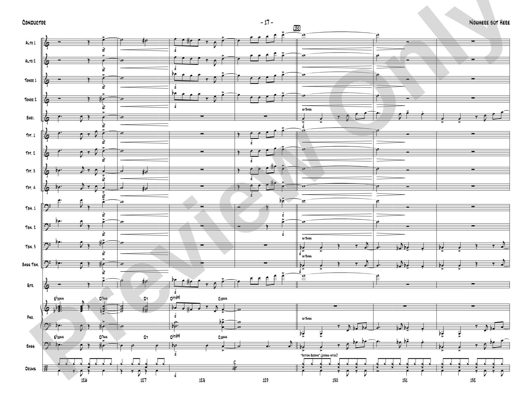 Nowhere but Here: Jazz Ensemble Conductor Score & Parts