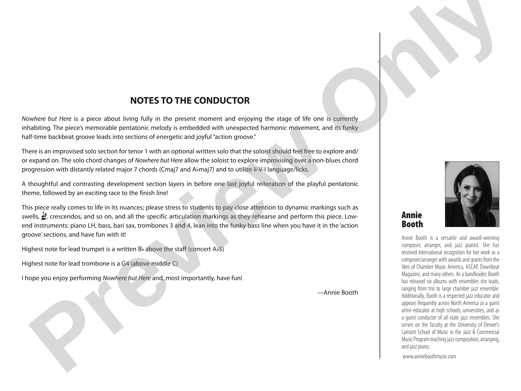 Nowhere but Here: Jazz Ensemble Conductor Score & Parts