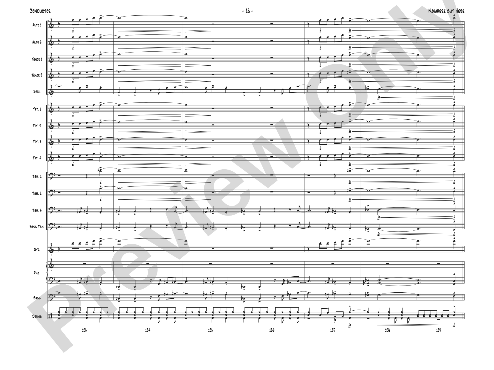 Nowhere but Here: Jazz Ensemble Conductor Score & Parts