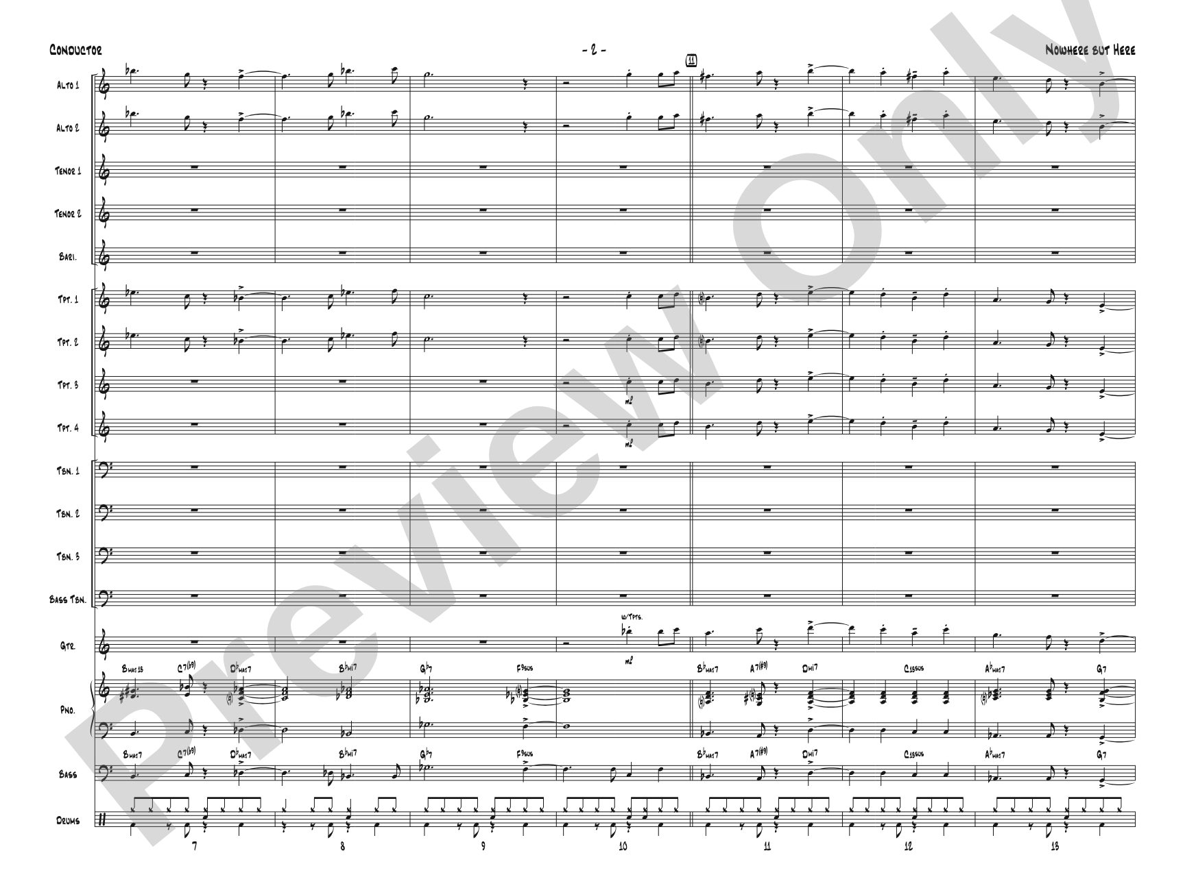 Nowhere but Here: Jazz Ensemble Conductor Score & Parts
