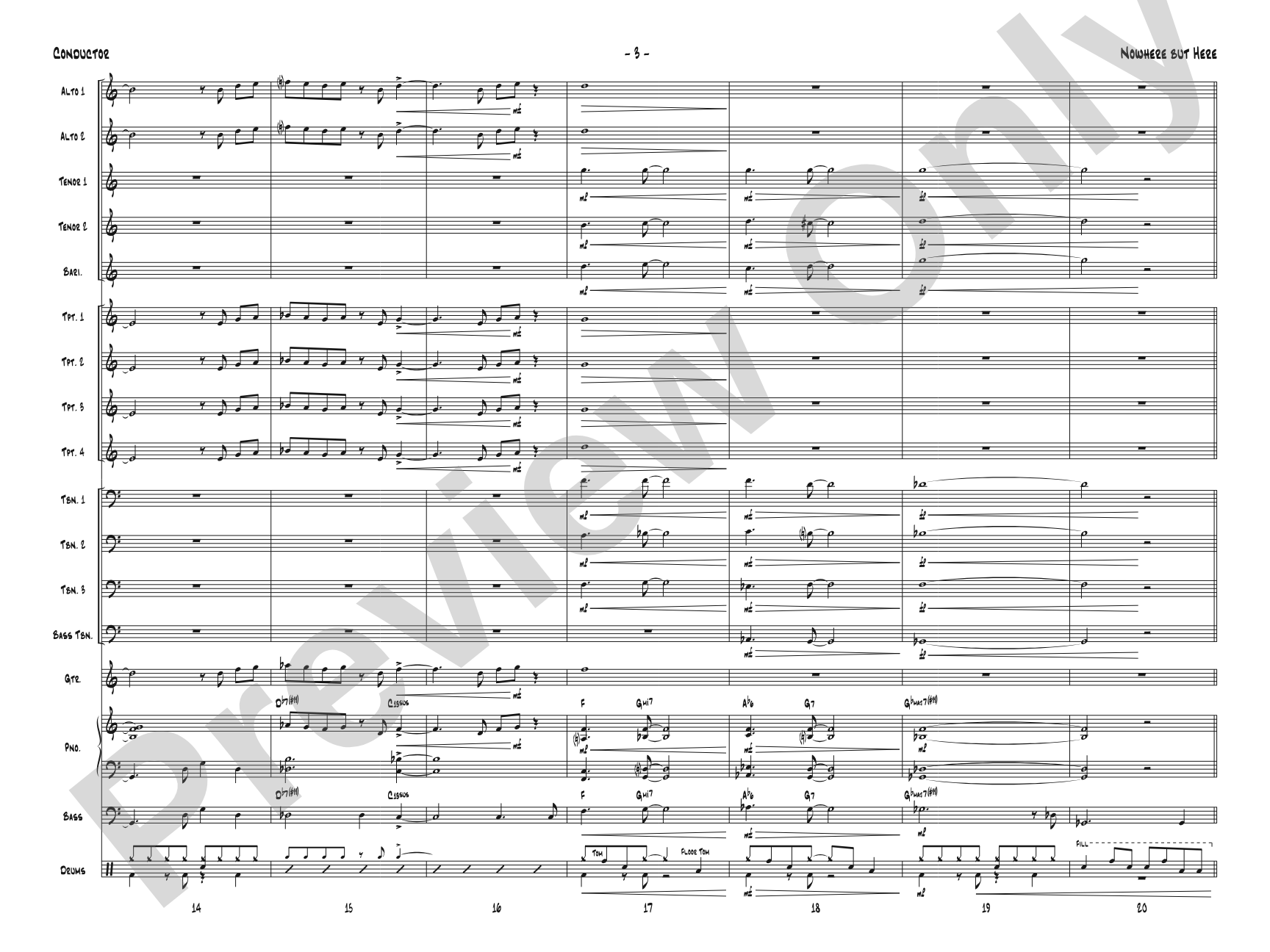 Nowhere but Here: Jazz Ensemble Conductor Score & Parts