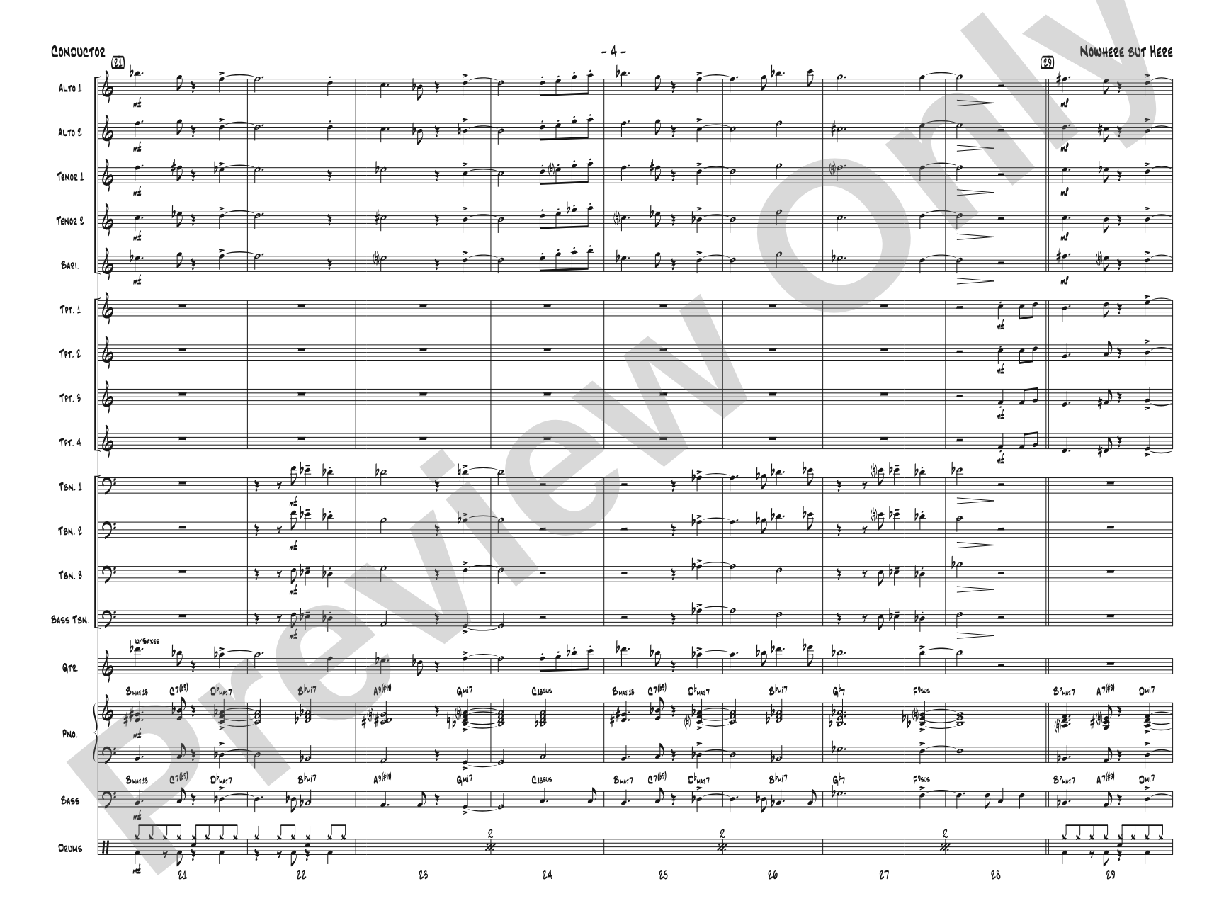 Nowhere but Here: Jazz Ensemble Conductor Score & Parts