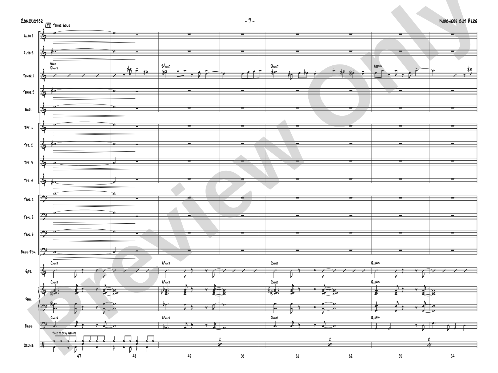 Nowhere but Here: Jazz Ensemble Conductor Score & Parts