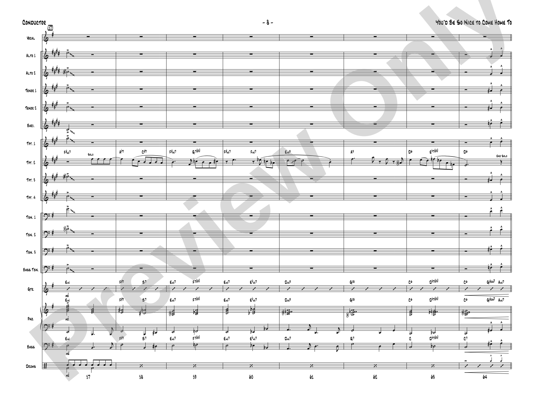 You'd Be So Nice to Come Home To: Jazz Ensemble Conductor Score & Parts