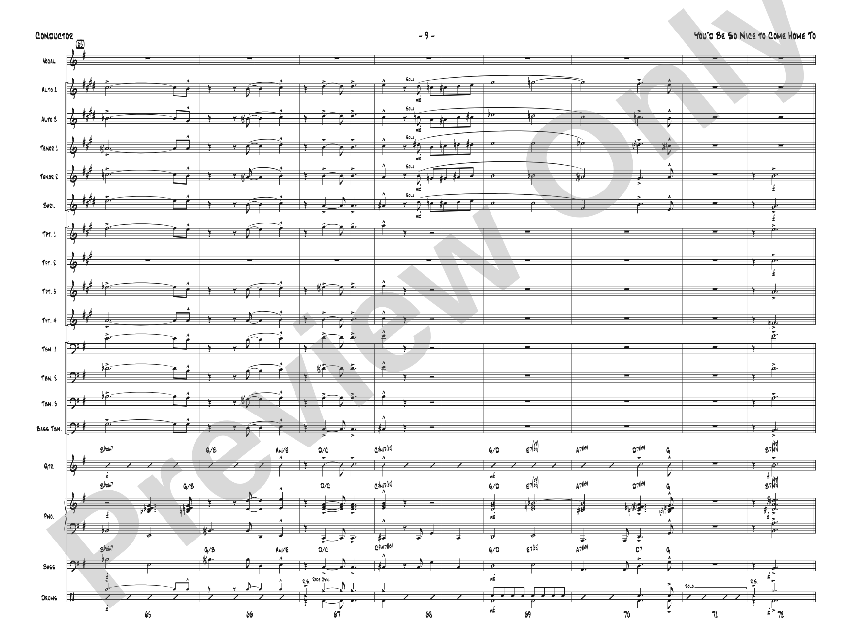 You'd Be So Nice to Come Home To: Jazz Ensemble Conductor Score & Parts