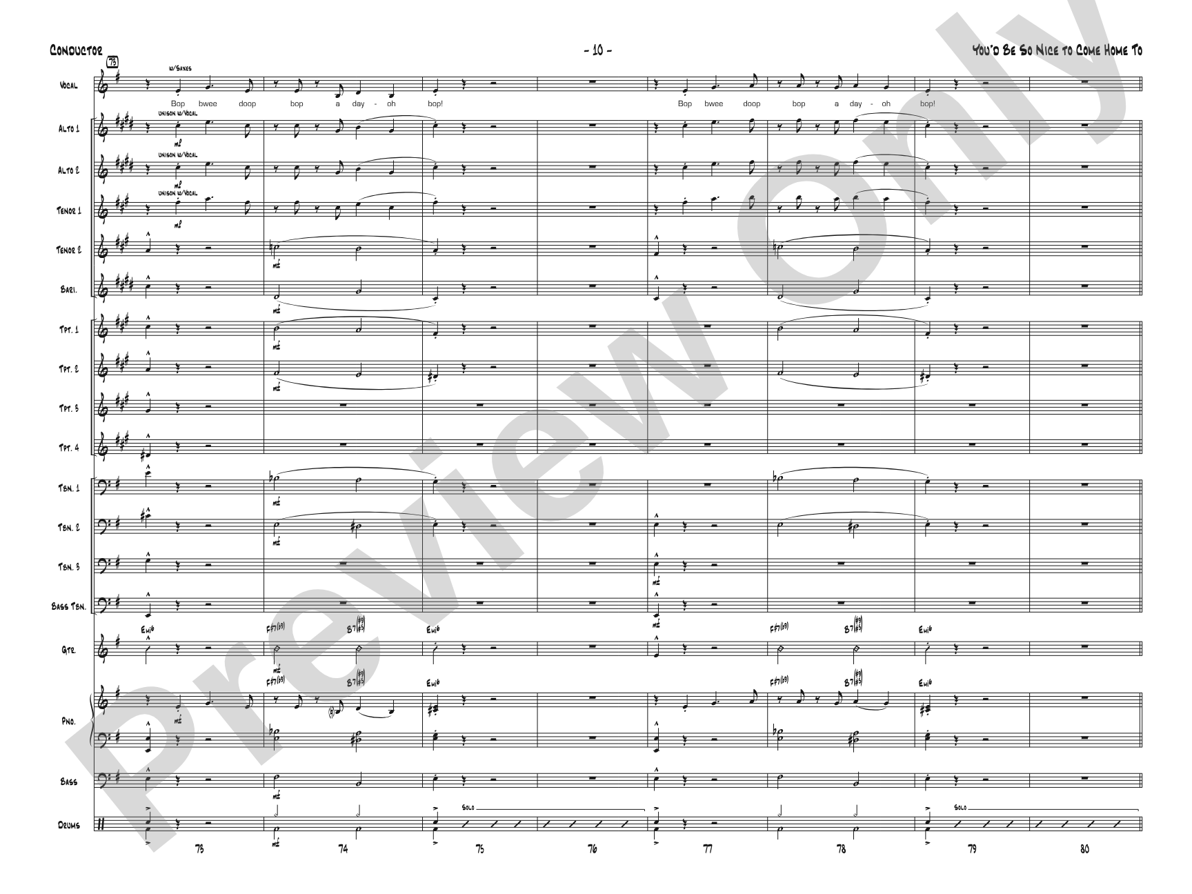 You'd Be So Nice to Come Home To: Jazz Ensemble Conductor Score & Parts