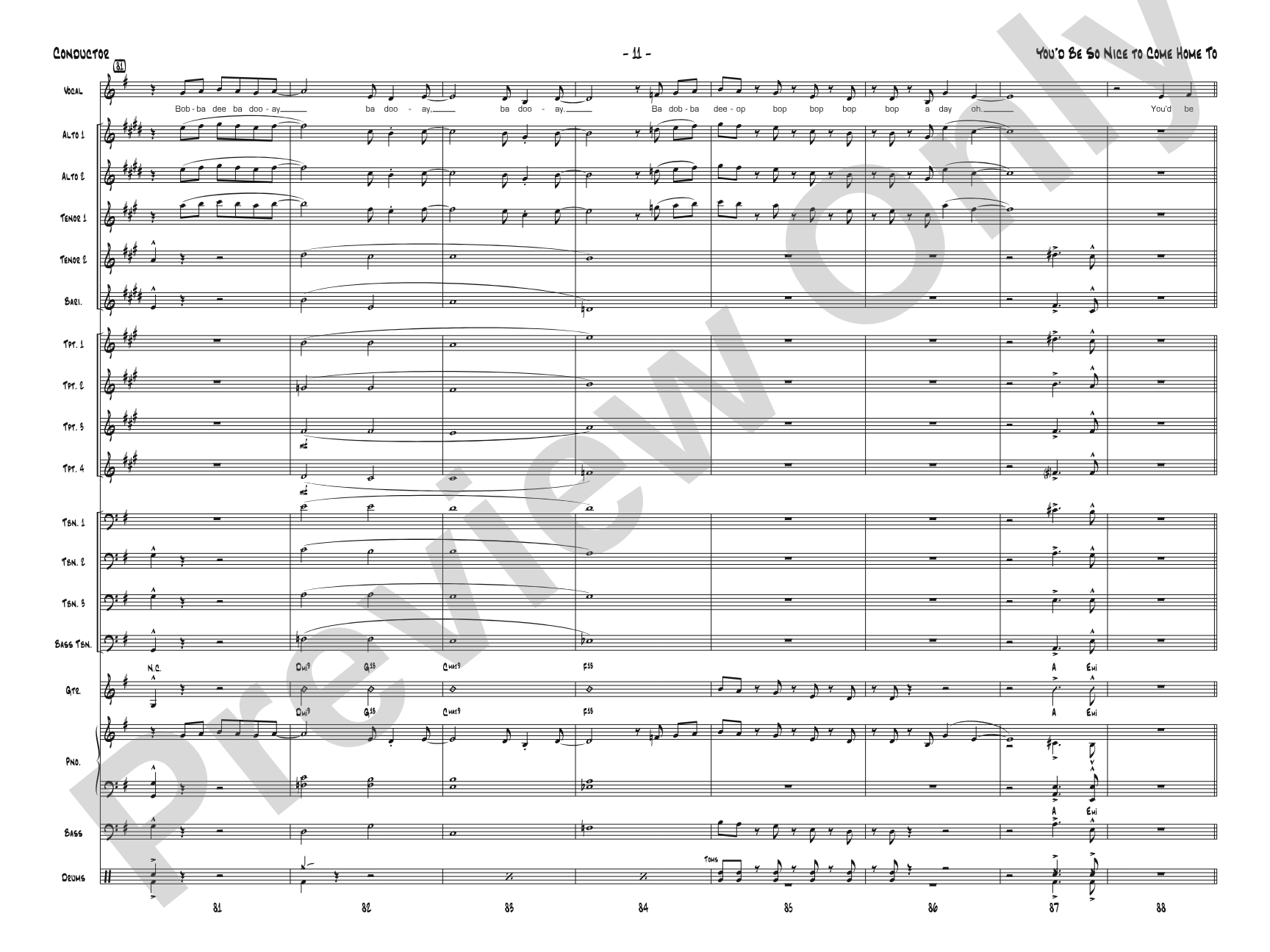 You'd Be So Nice to Come Home To: Jazz Ensemble Conductor Score & Parts