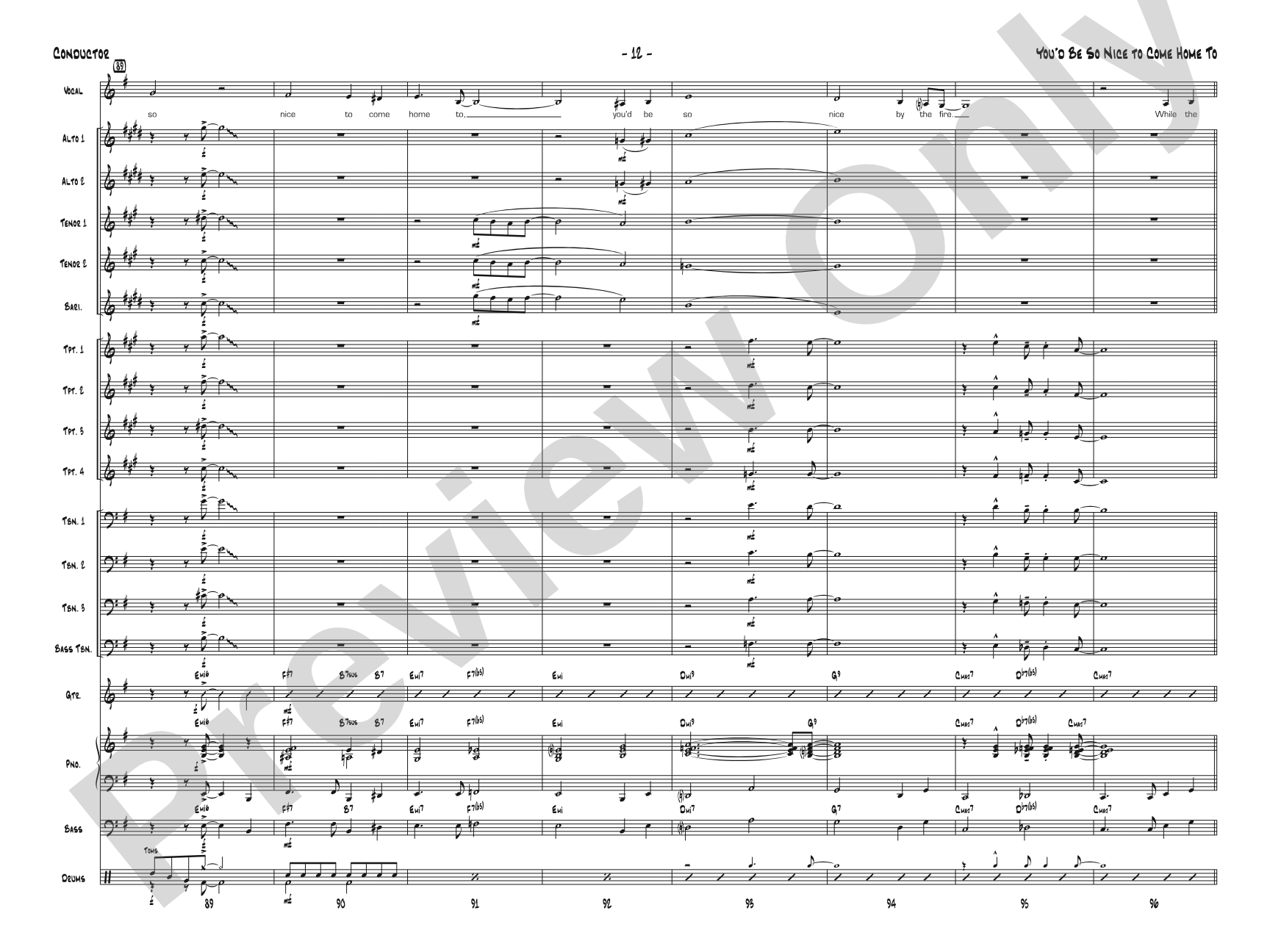 You'd Be So Nice to Come Home To: Jazz Ensemble Conductor Score & Parts