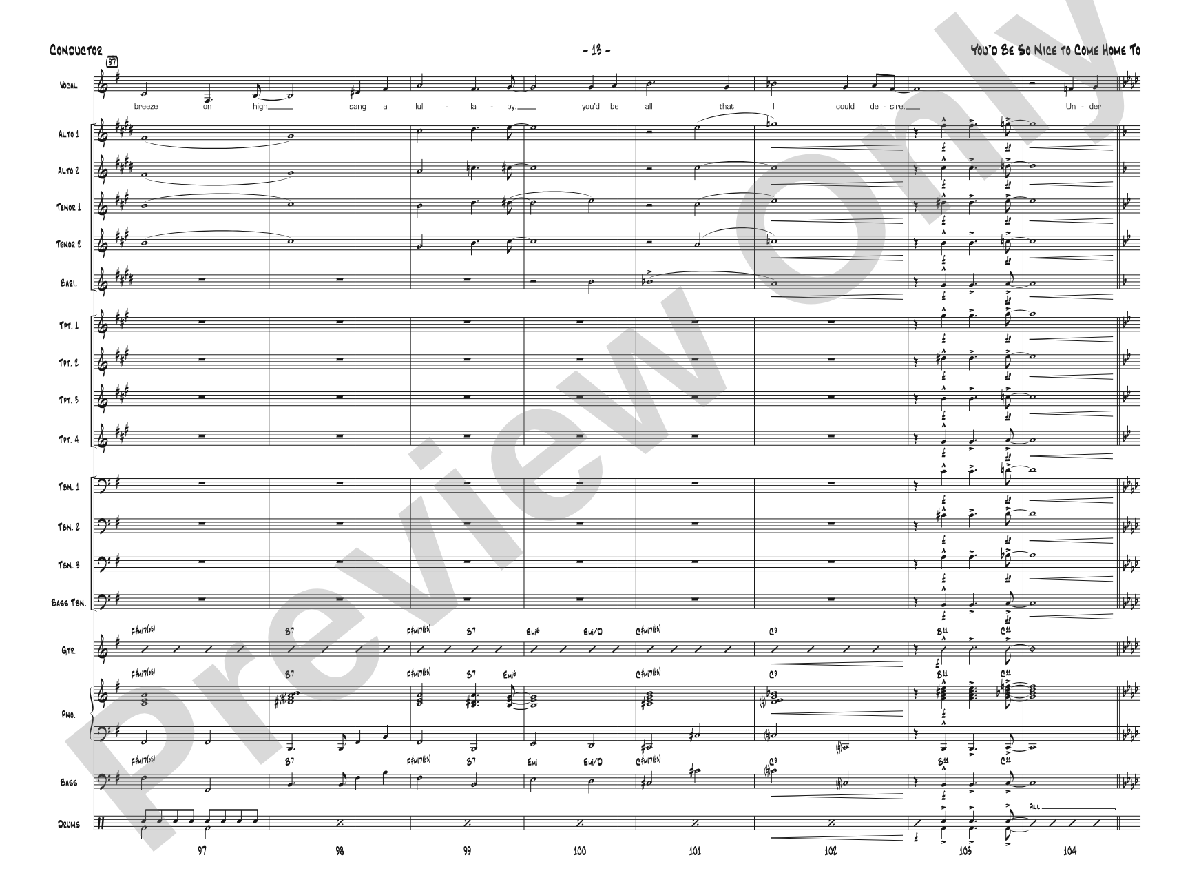 You'd Be So Nice to Come Home To: Jazz Ensemble Conductor Score & Parts