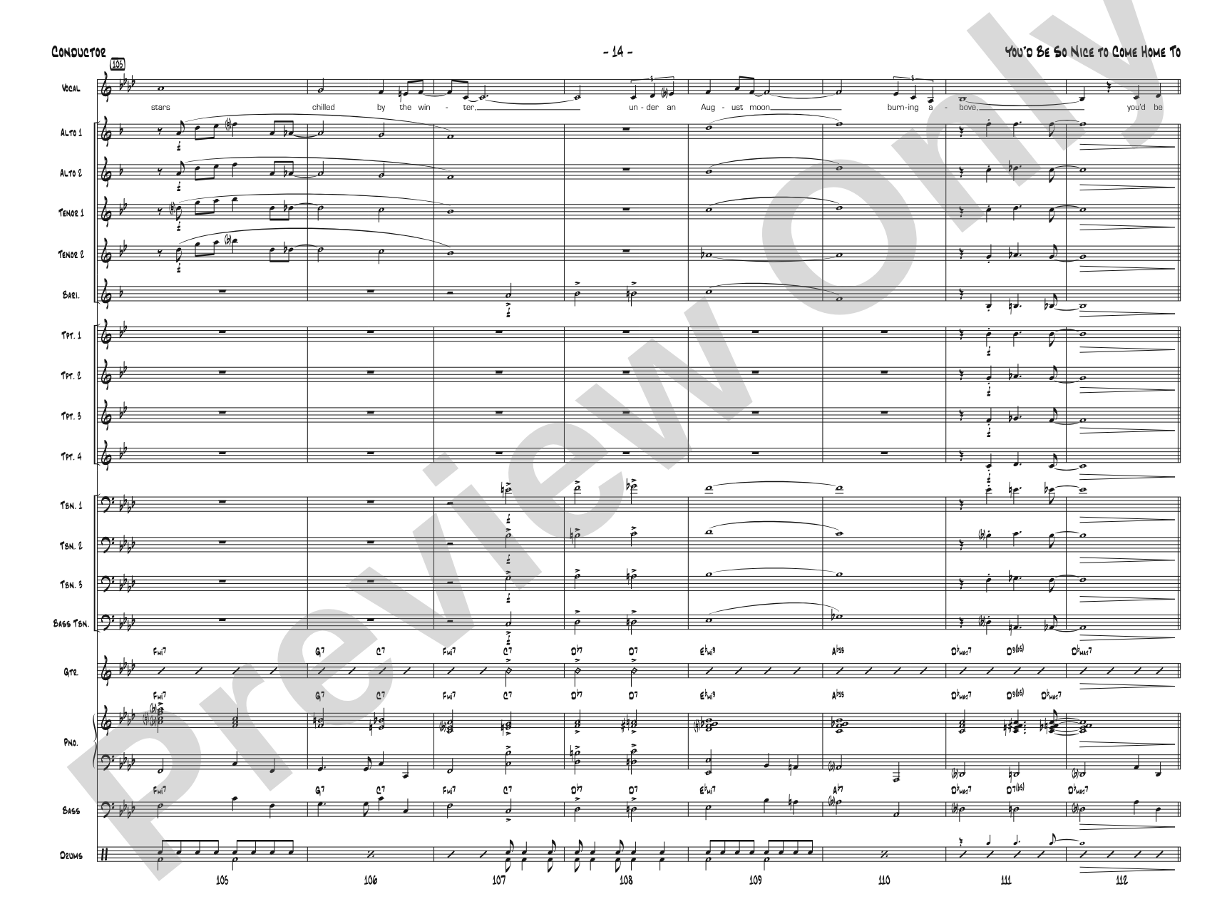 You'd Be So Nice to Come Home To: Jazz Ensemble Conductor Score & Parts