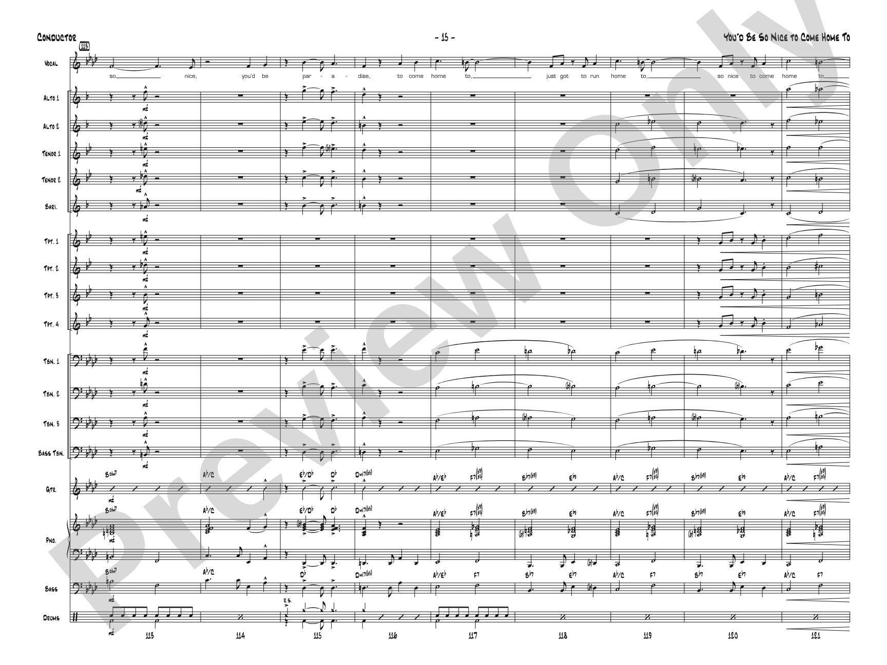 You'd Be So Nice to Come Home To: Jazz Ensemble Conductor Score & Parts