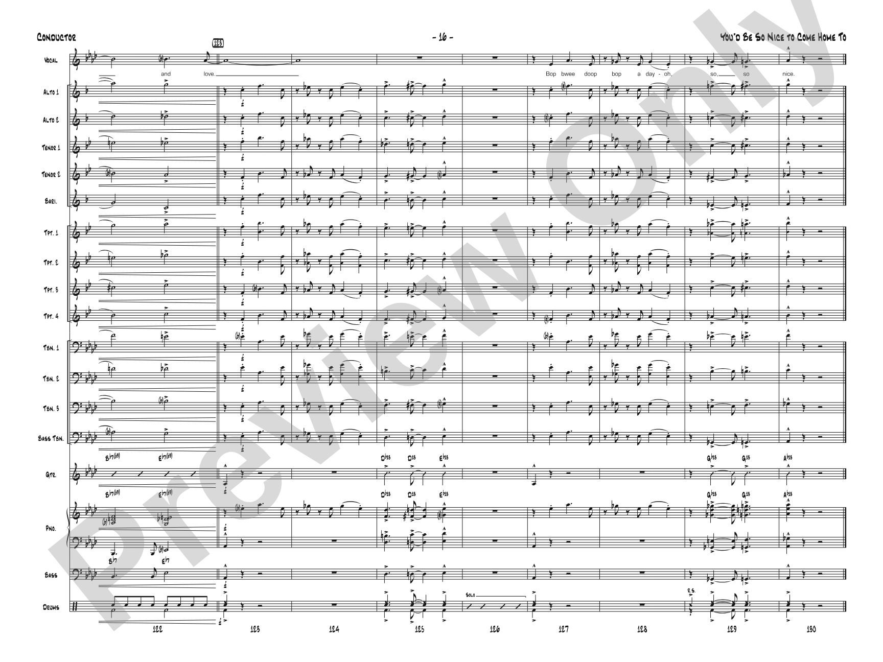 You'd Be So Nice to Come Home To: Jazz Ensemble Conductor Score & Parts
