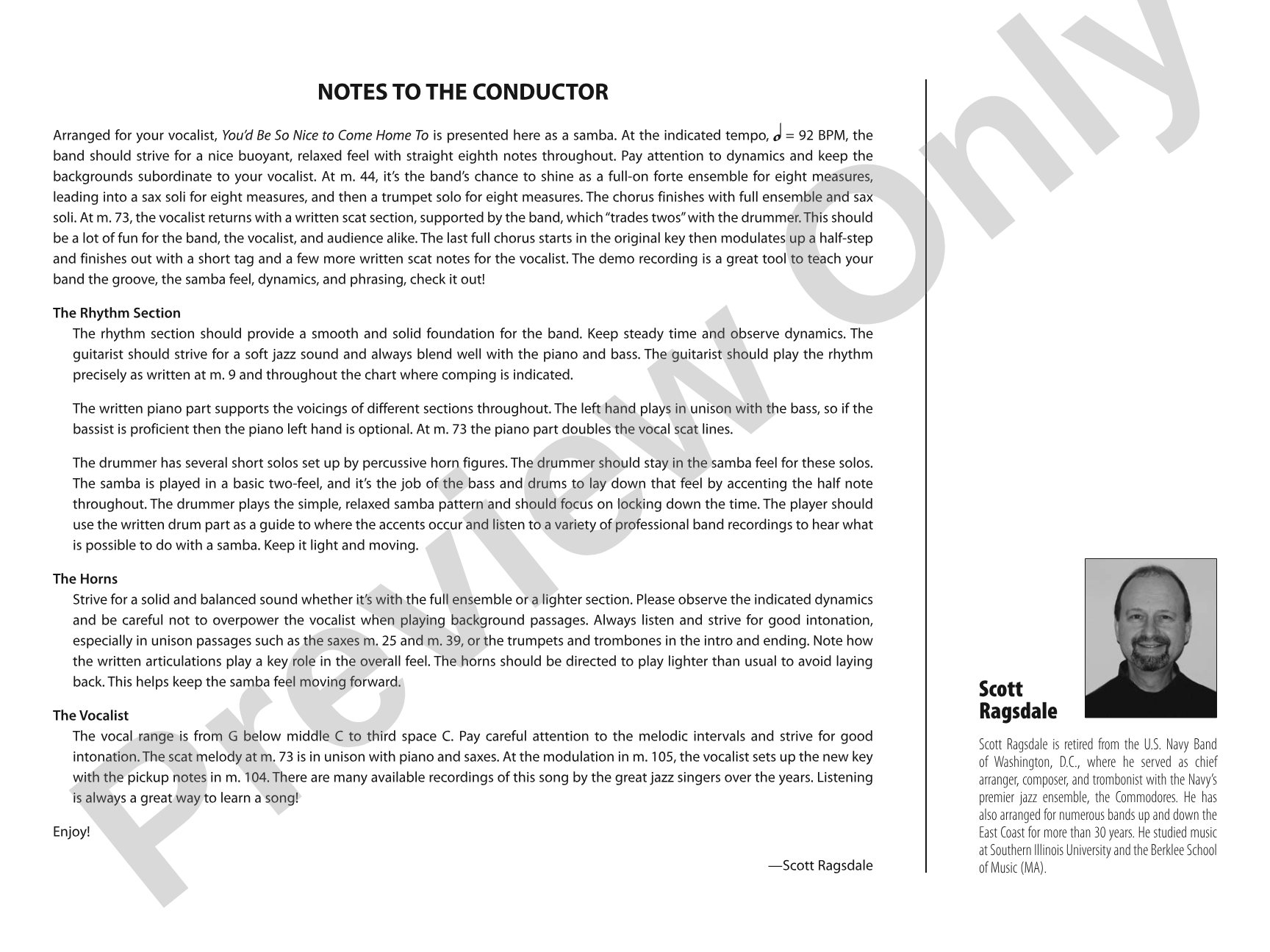 You'd Be So Nice to Come Home To: Jazz Ensemble Conductor Score & Parts
