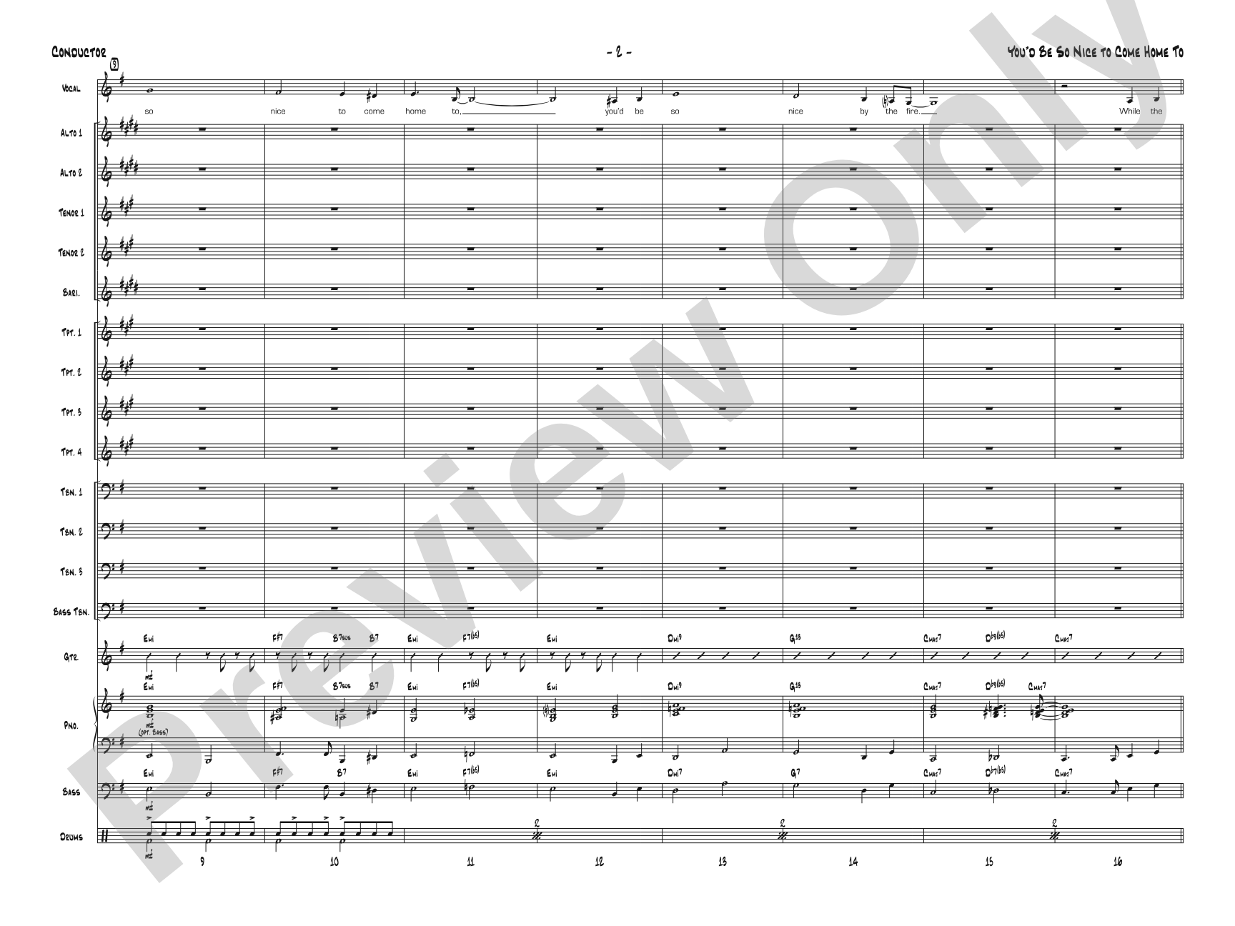 You'd Be So Nice to Come Home To: Jazz Ensemble Conductor Score & Parts