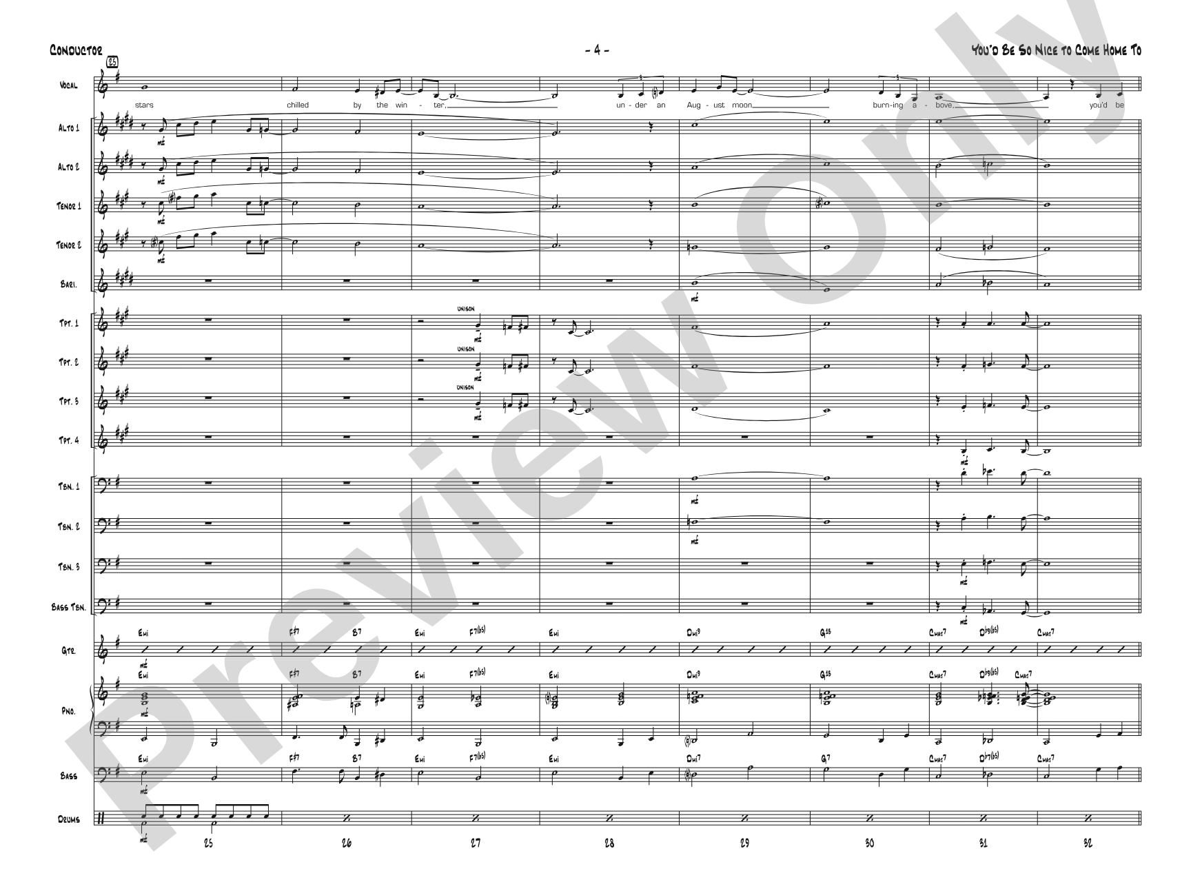 You'd Be So Nice to Come Home To: Jazz Ensemble Conductor Score & Parts