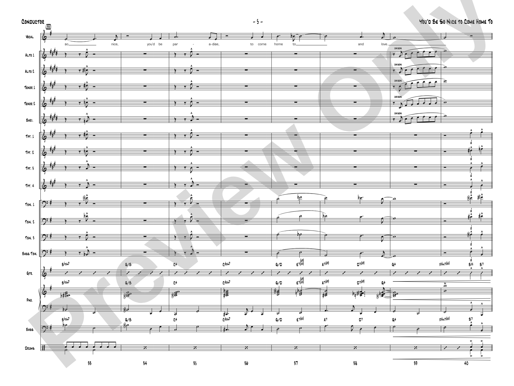 You'd Be So Nice to Come Home To: Jazz Ensemble Conductor Score & Parts