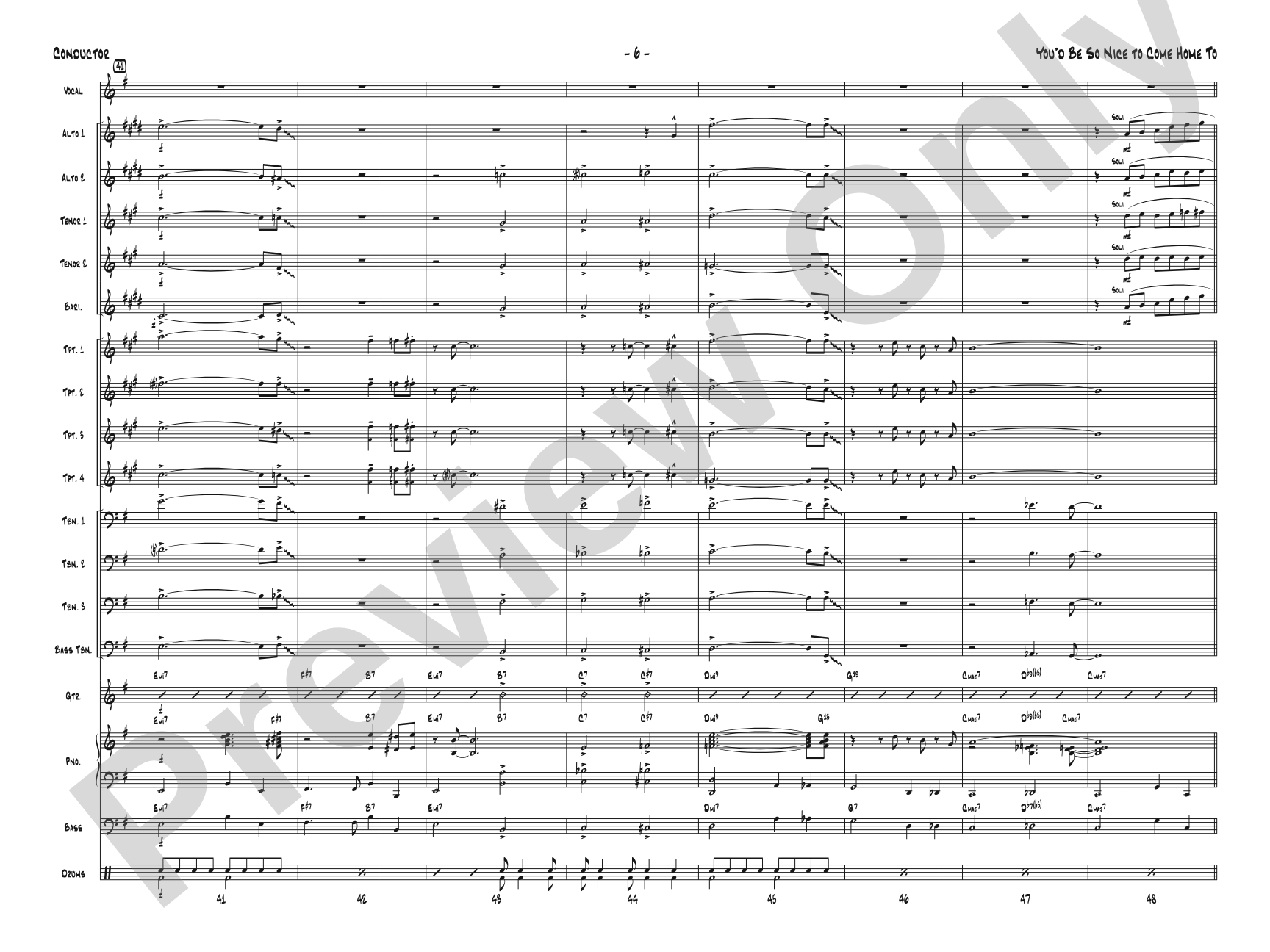You'd Be So Nice to Come Home To: Jazz Ensemble Conductor Score & Parts