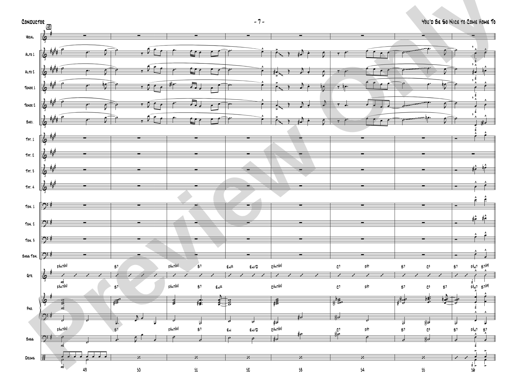 You'd Be So Nice to Come Home To: Jazz Ensemble Conductor Score & Parts