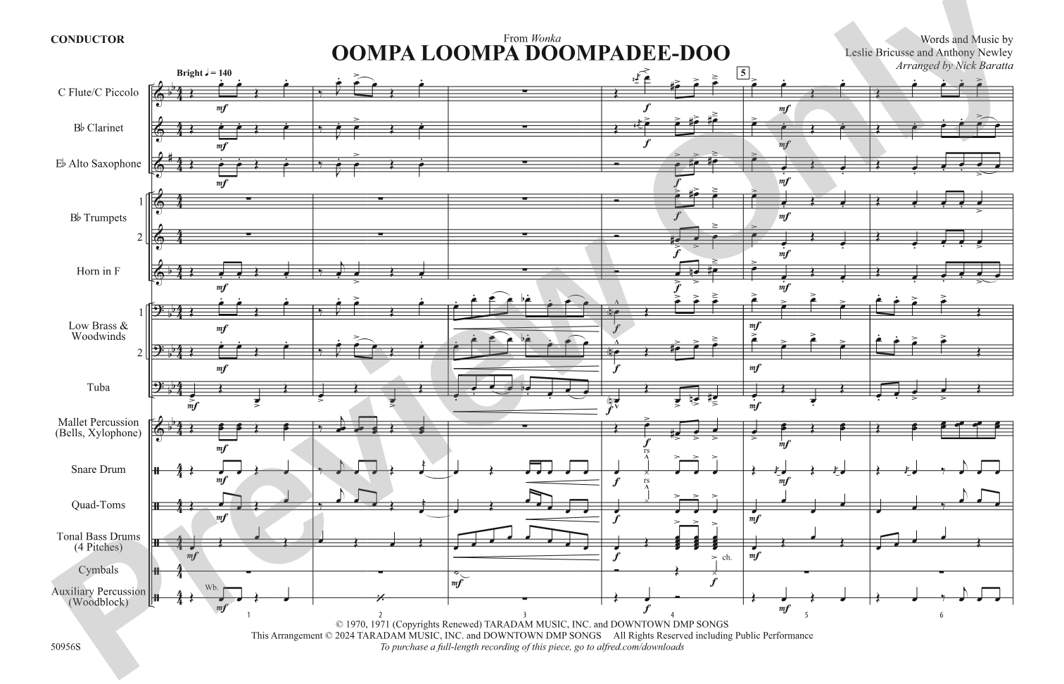 Oompa Loompa Doompadee-Doo: Score