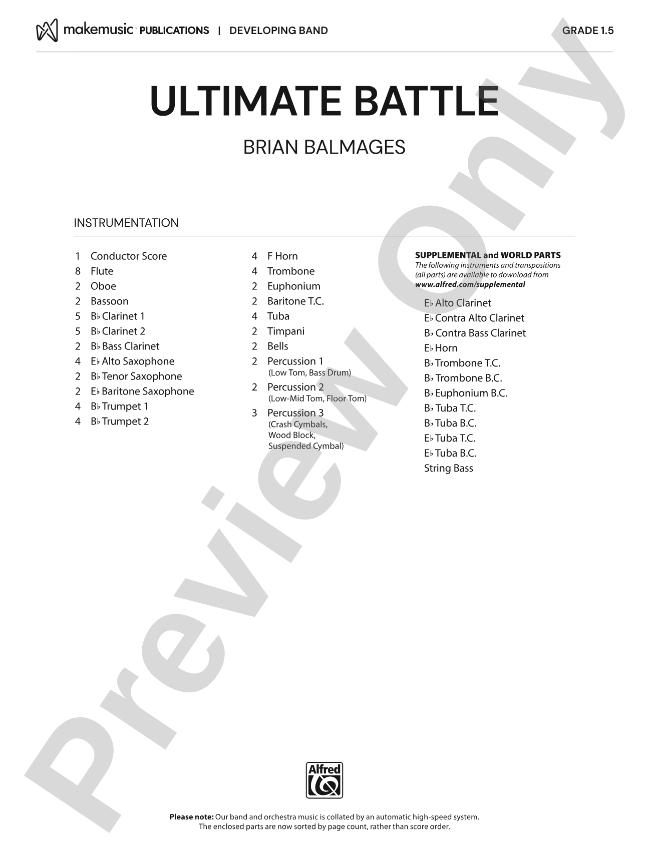 Ultimate Battle: Concert Band Conductor Score & Parts