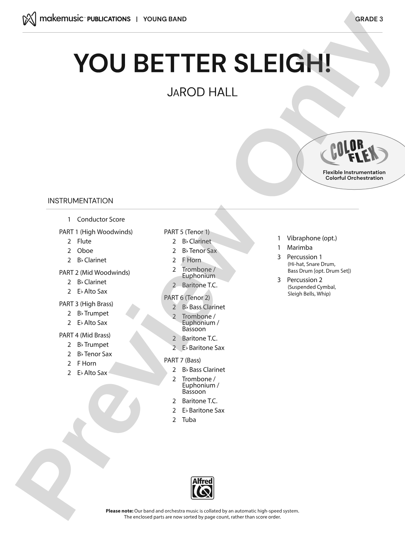 You Better Sleigh!: Concert Band Conductor Score & Parts - ColorFlex version